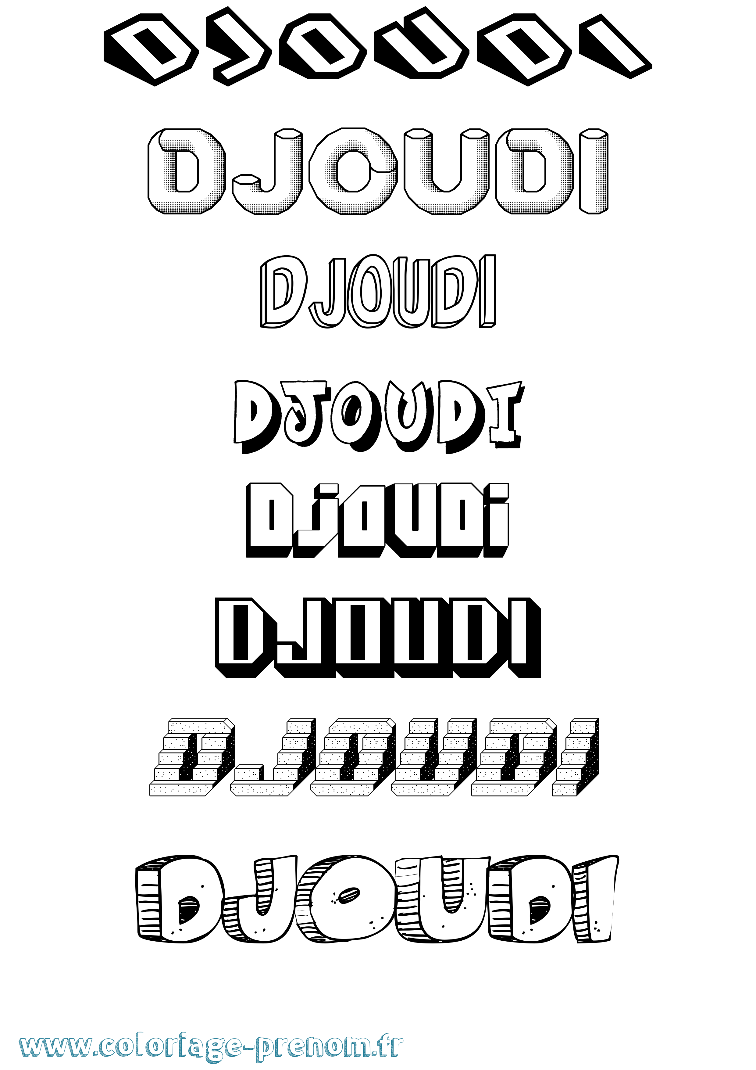 Coloriage Djoudi Effet 3D Coloriage prénom Djoudi Effet 3D