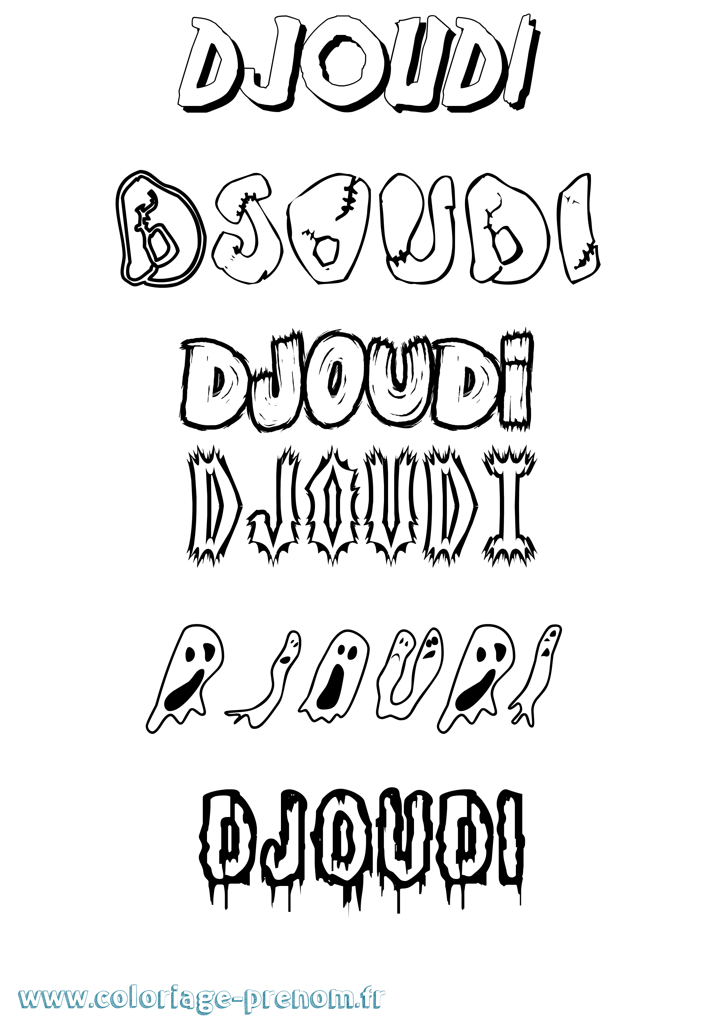 Coloriage Djoudi Frisson Coloriage prénom Djoudi Frisson
