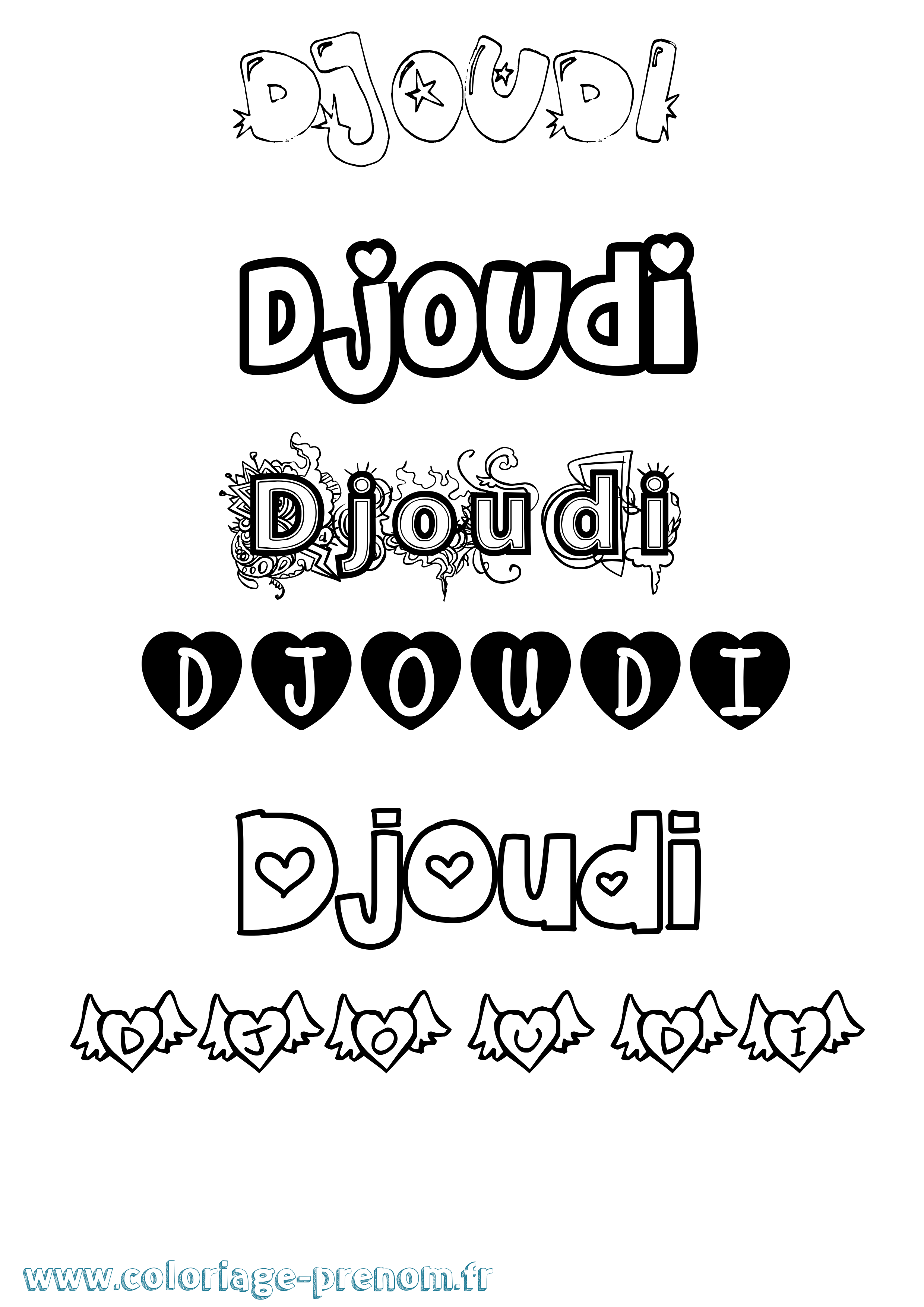Coloriage Djoudi Girly Coloriage prénom Djoudi Girly