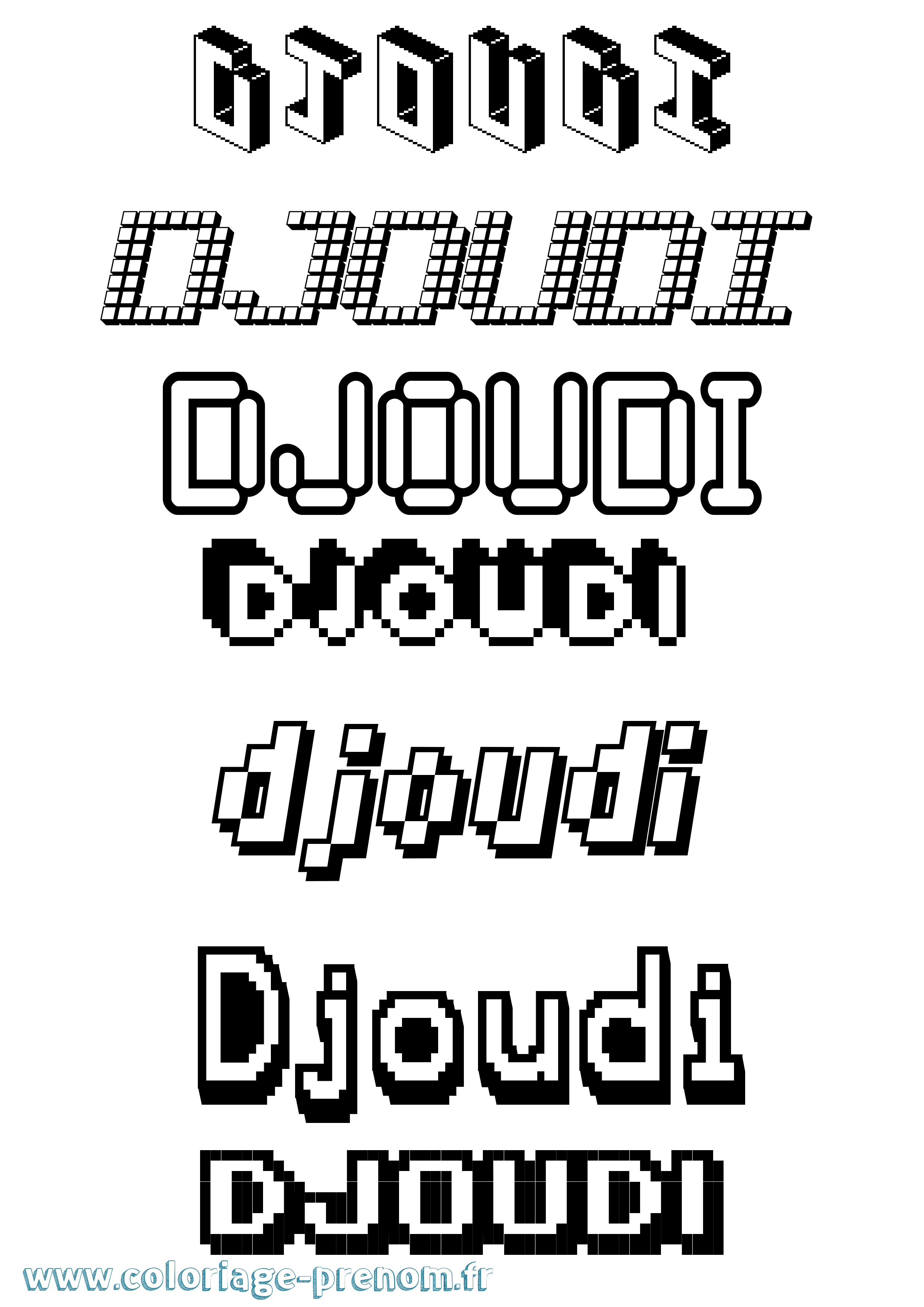 Coloriage Djoudi Pixel Coloriage prénom Djoudi Pixel