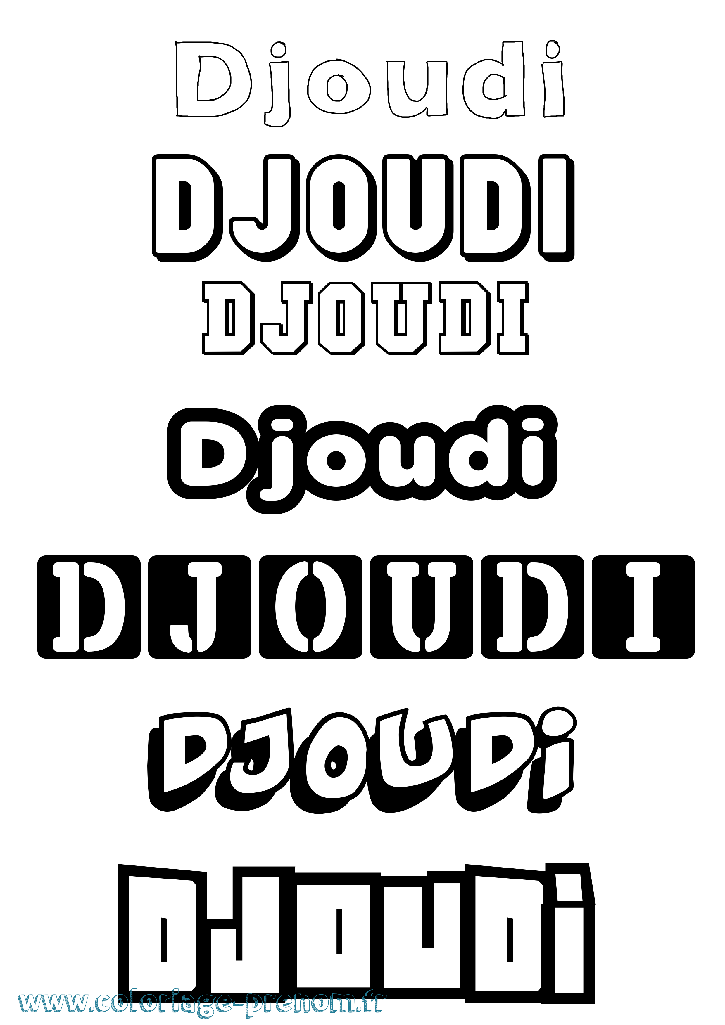 Coloriage Djoudi Simple Coloriage prénom Djoudi Simple