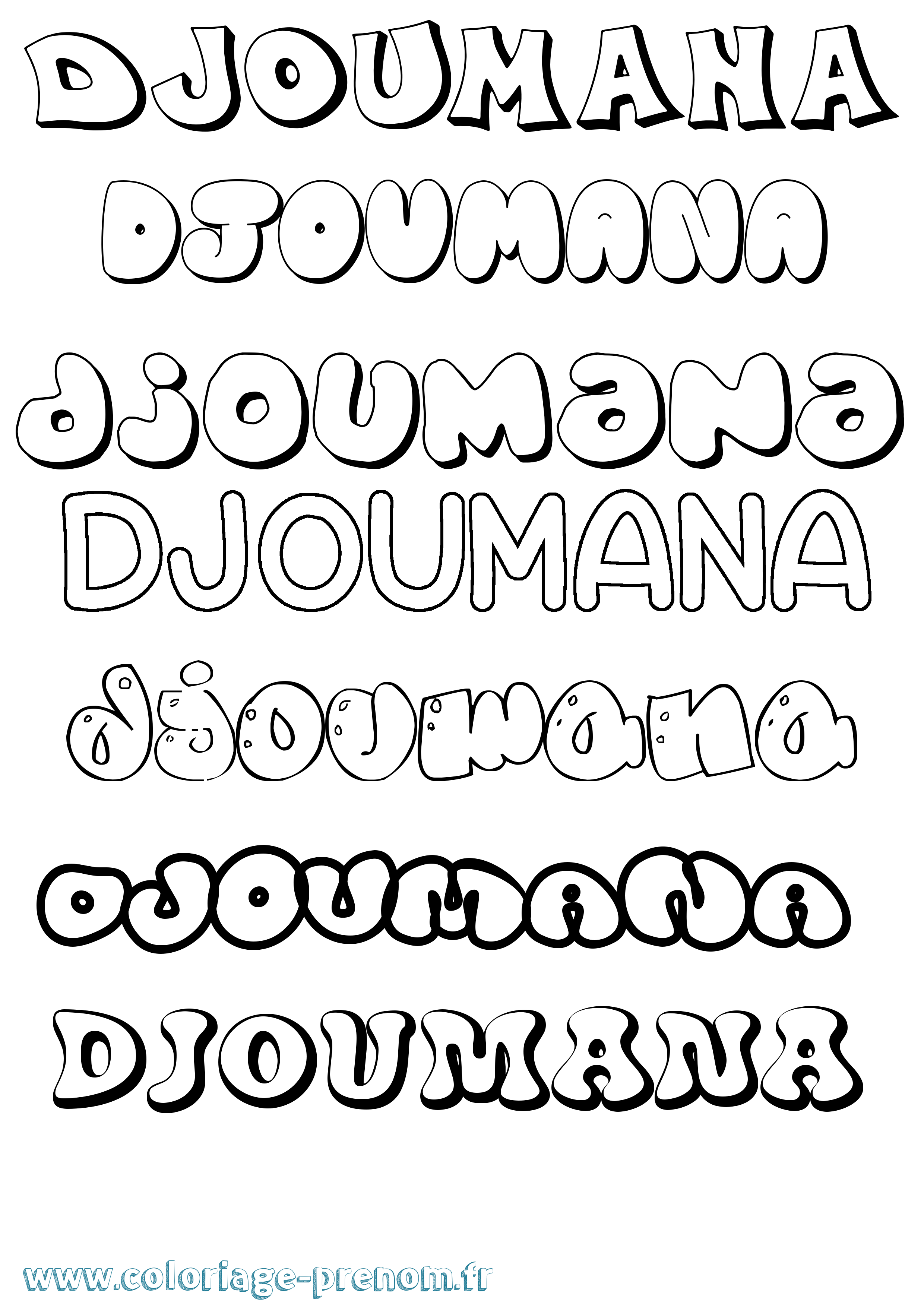 Coloriage Djoumana Bubble Coloriage prénom Djoumana Bubble