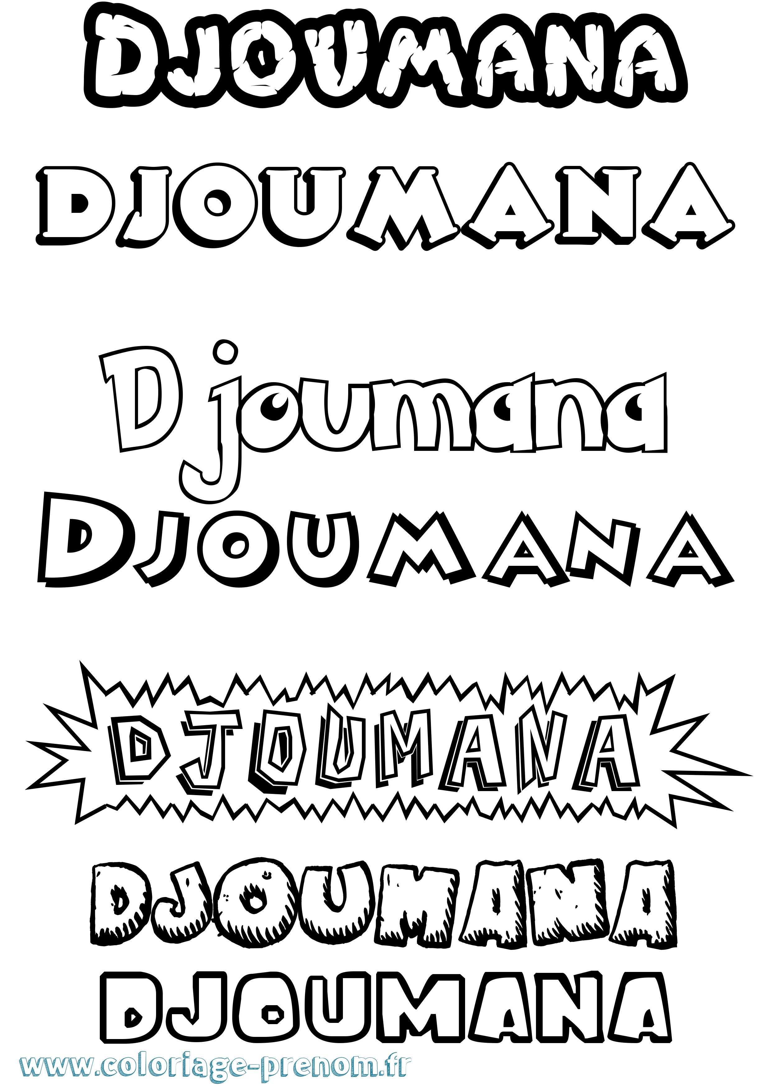Coloriage Djoumana Dessin Animé Coloriage prénom Djoumana Dessin Animé