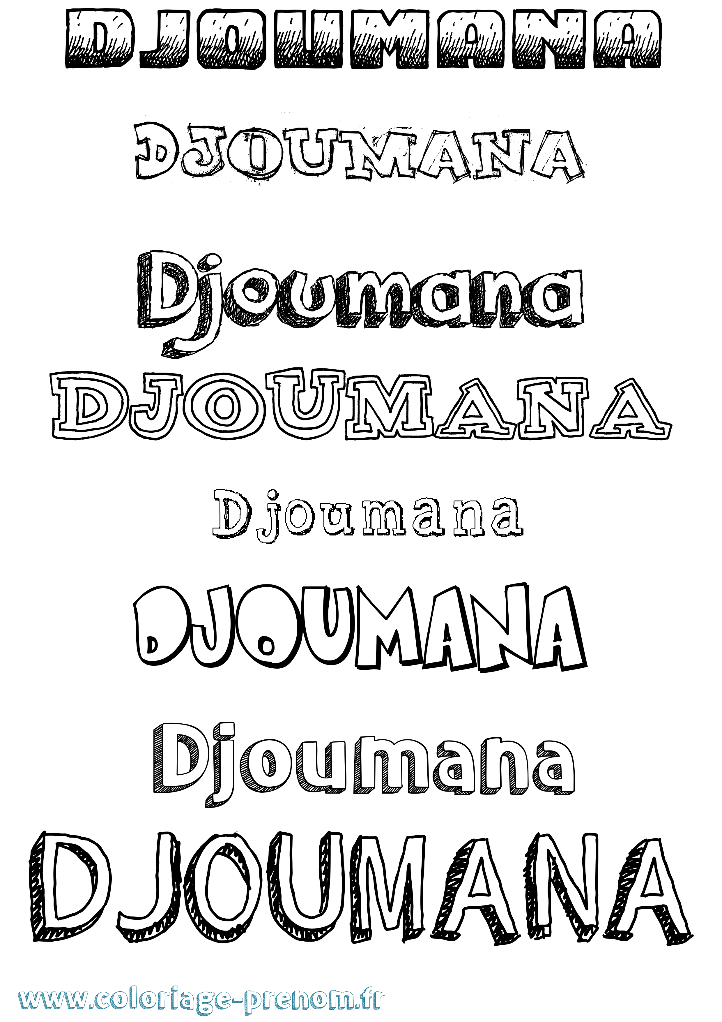 Coloriage Djoumana Dessiné Coloriage prénom Djoumana Dessiné