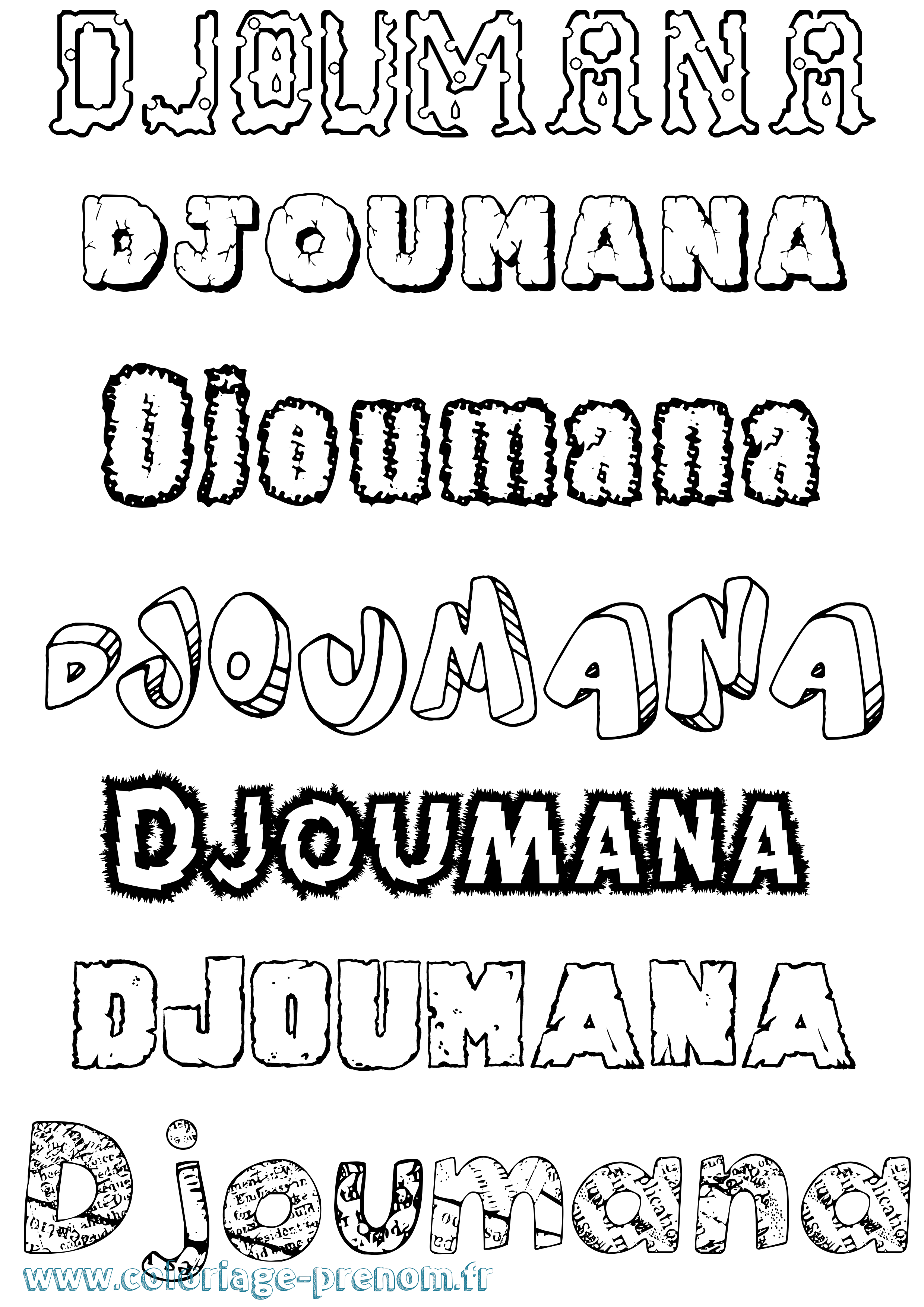 Coloriage Djoumana Destructuré Coloriage prénom Djoumana Destructuré