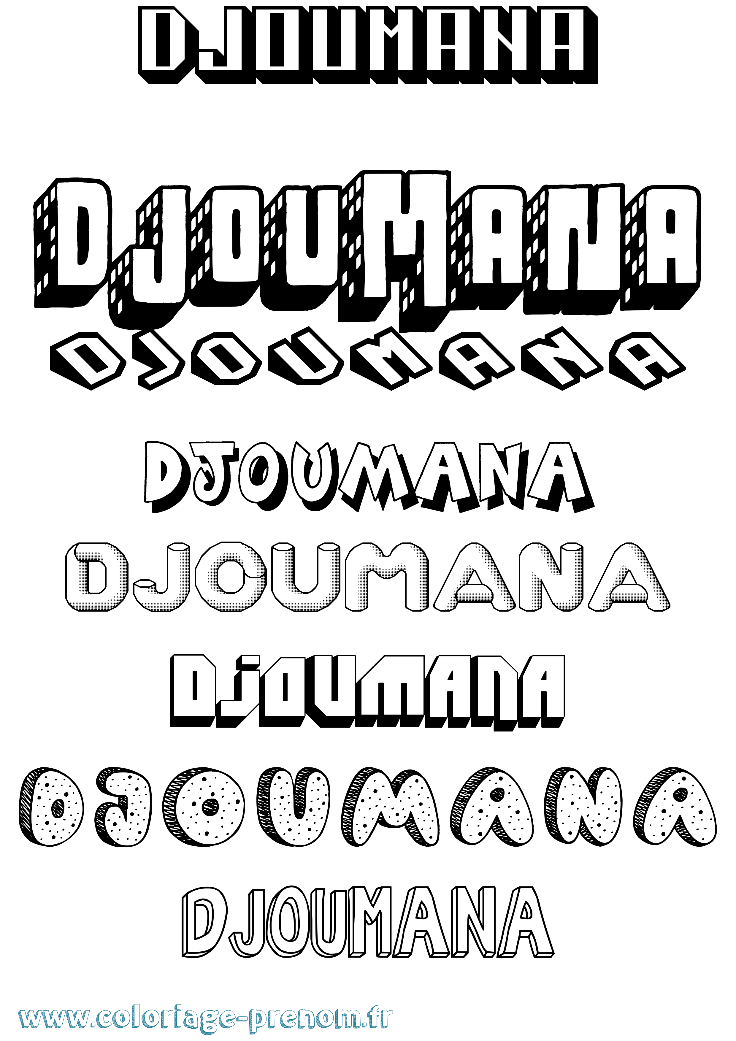 Coloriage Djoumana Effet 3D Coloriage prénom Djoumana Effet 3D