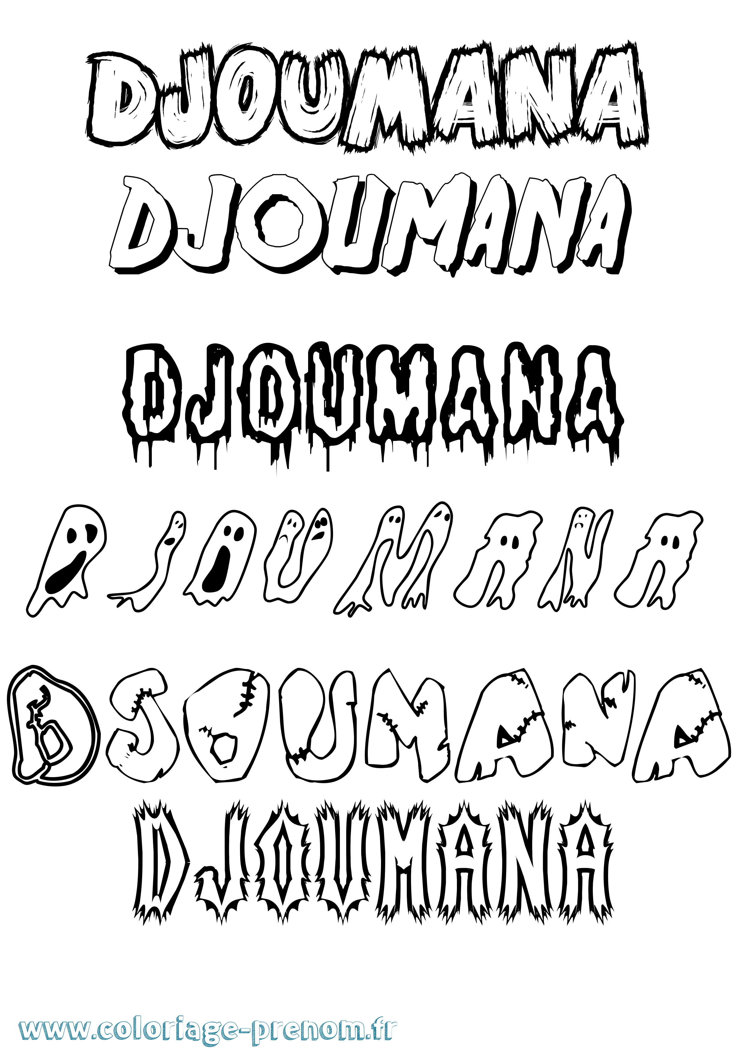 Coloriage Djoumana Frisson Coloriage prénom Djoumana Frisson