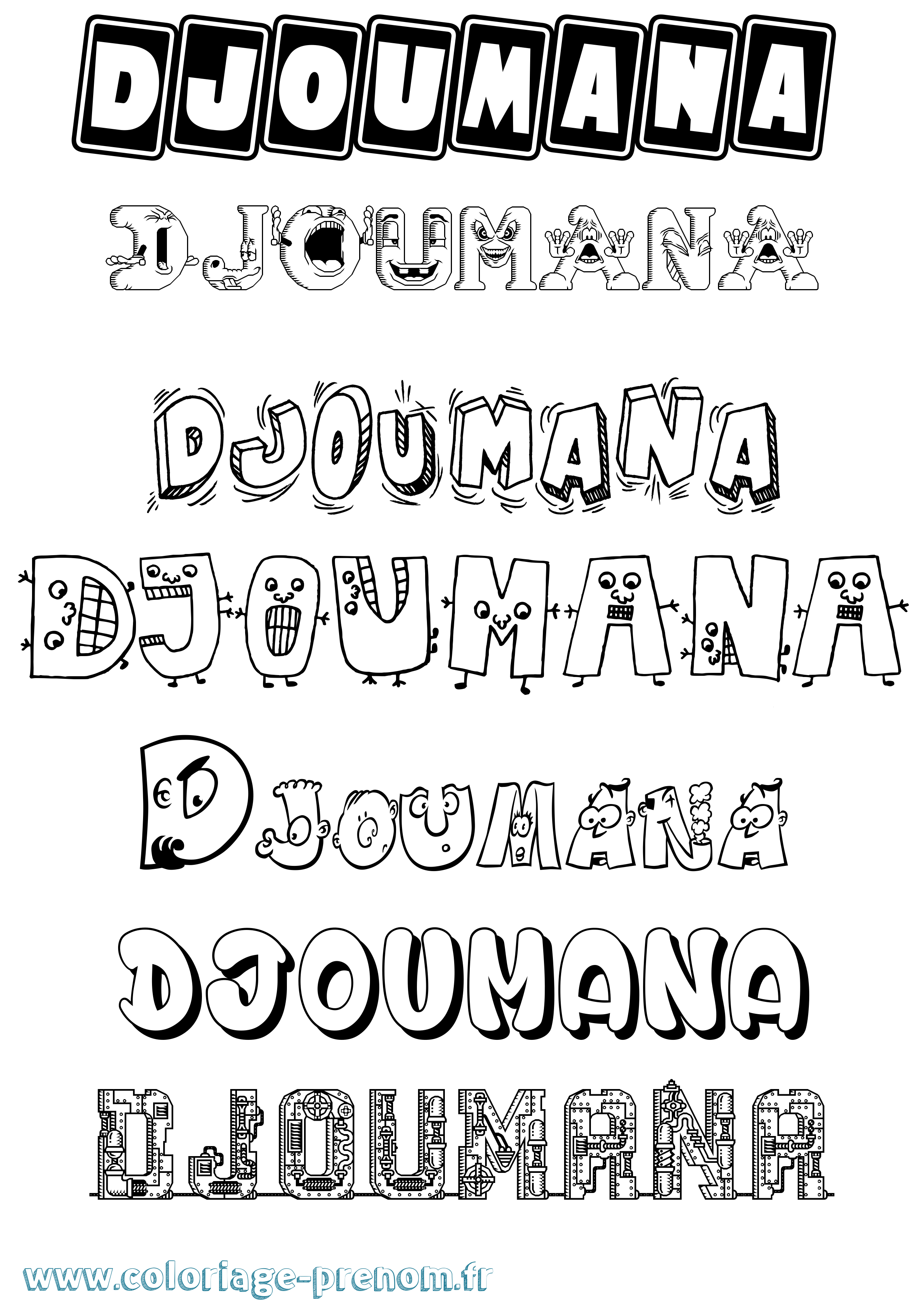 Coloriage Djoumana Fun Coloriage prénom Djoumana Fun