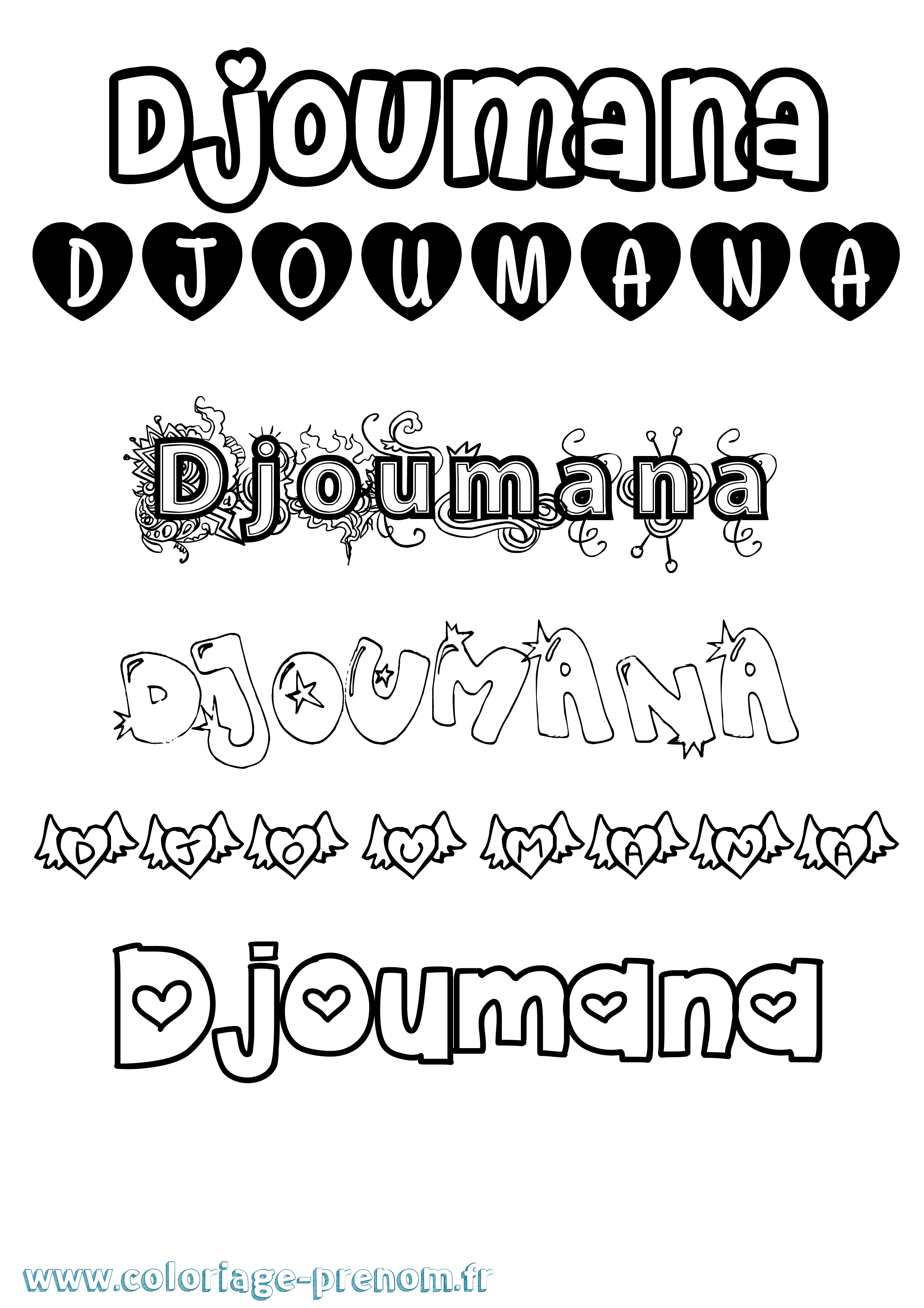 Coloriage Djoumana Girly Coloriage prénom Djoumana Girly