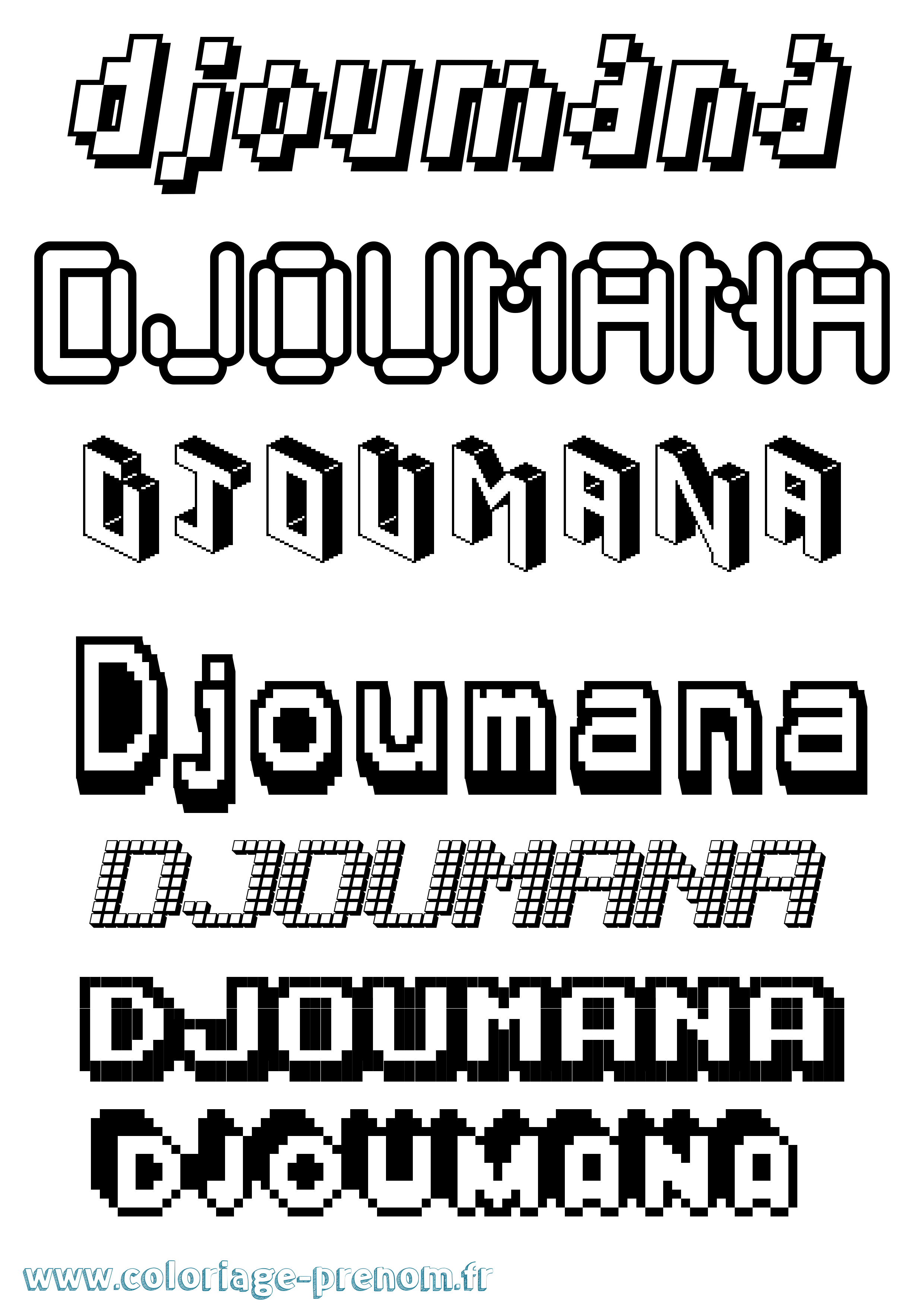 Coloriage Djoumana Pixel Coloriage prénom Djoumana Pixel