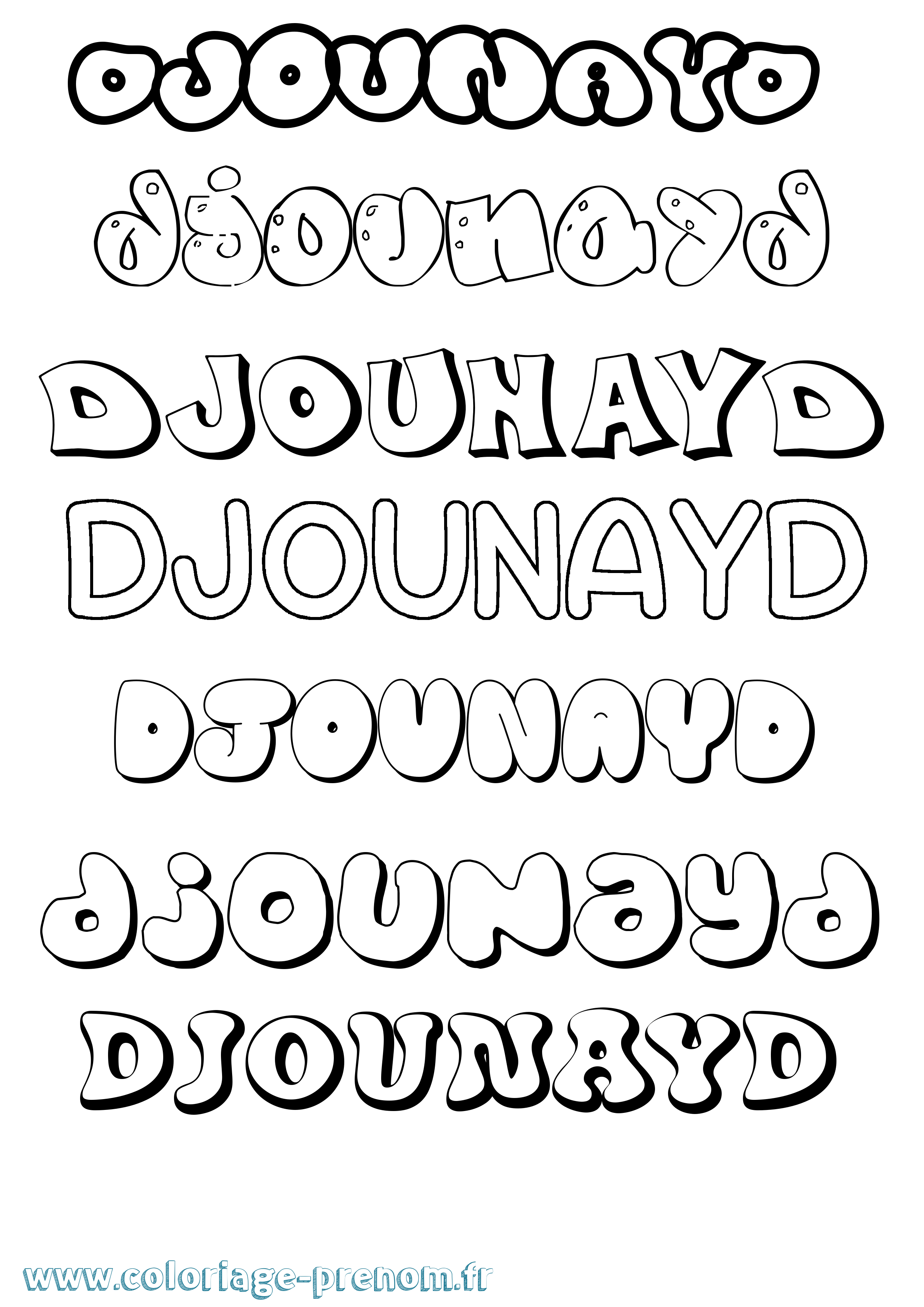 Coloriage Djounayd Bubble Coloriage prénom Djounayd Bubble