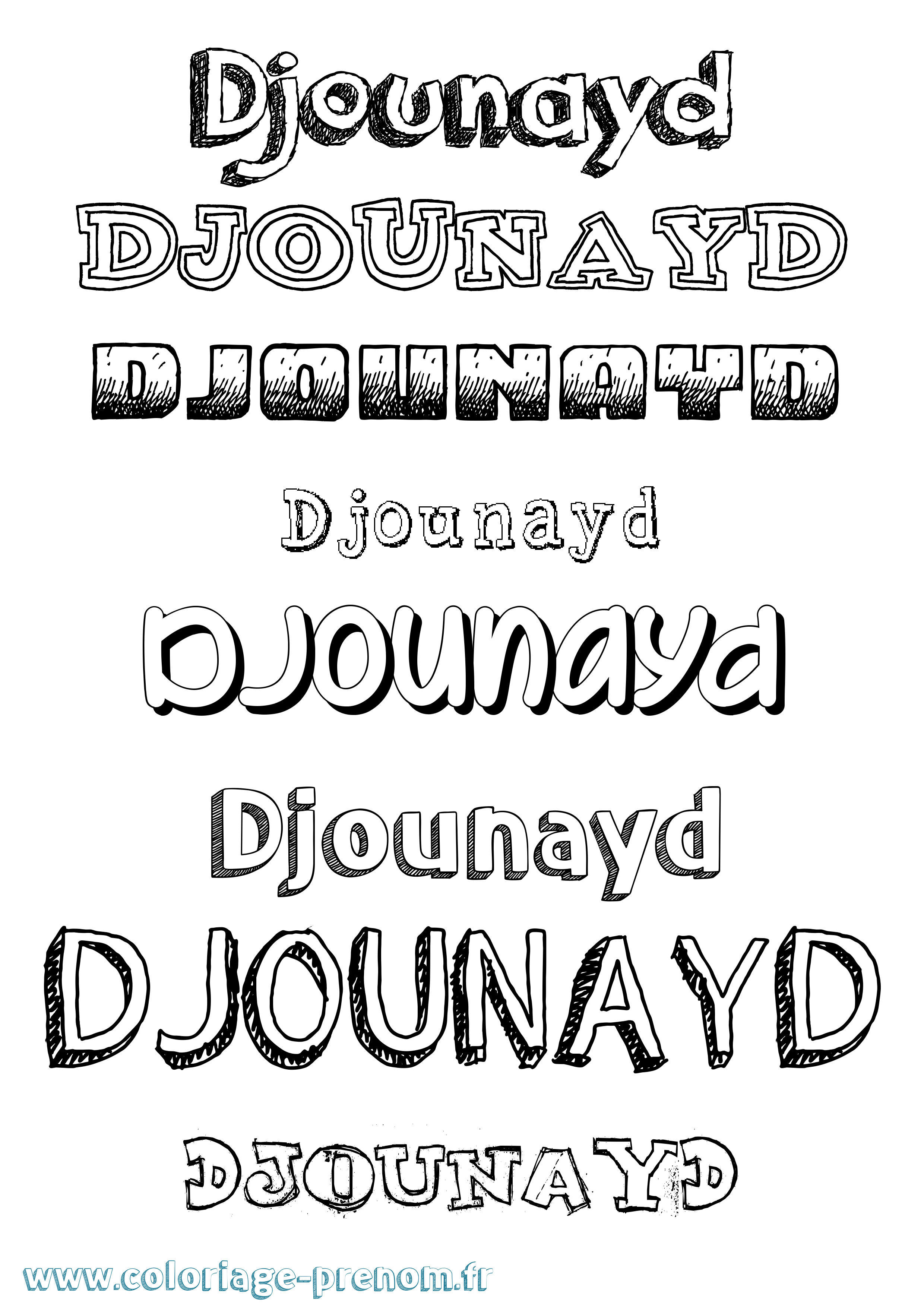 Coloriage Djounayd Dessiné Coloriage prénom Djounayd Dessiné