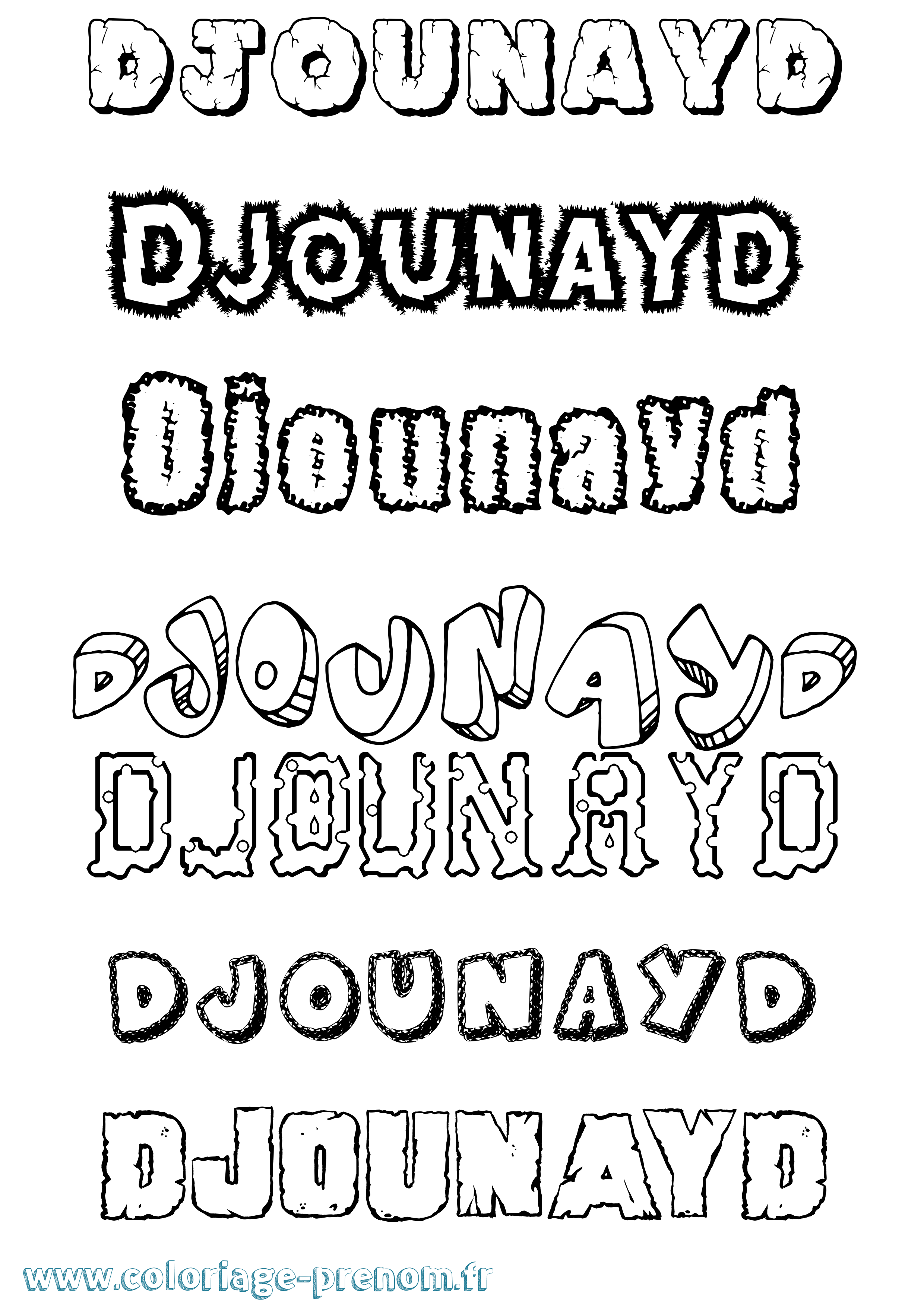 Coloriage Djounayd Destructuré Coloriage prénom Djounayd Destructuré