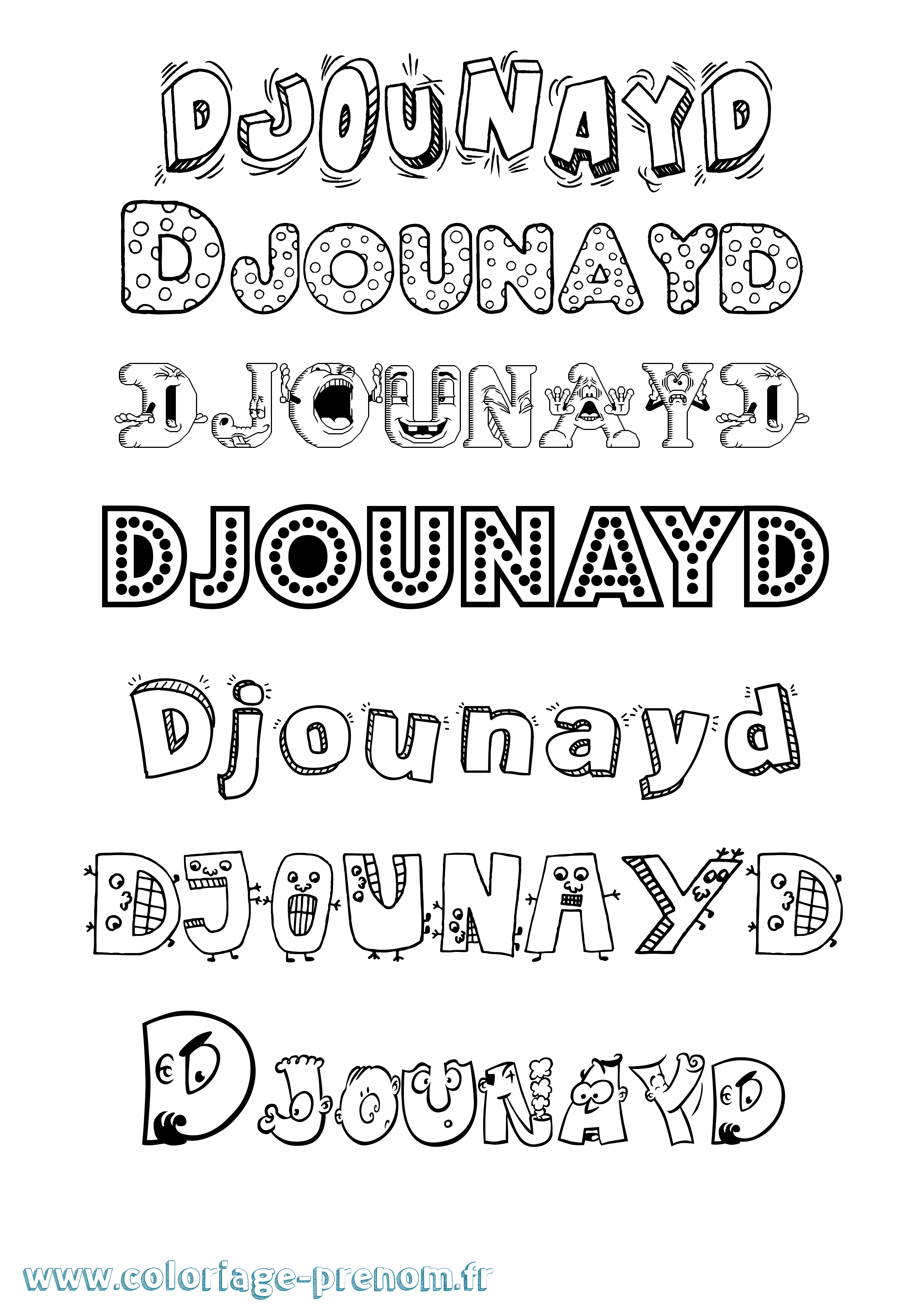 Coloriage Djounayd Fun Coloriage prénom Djounayd Fun
