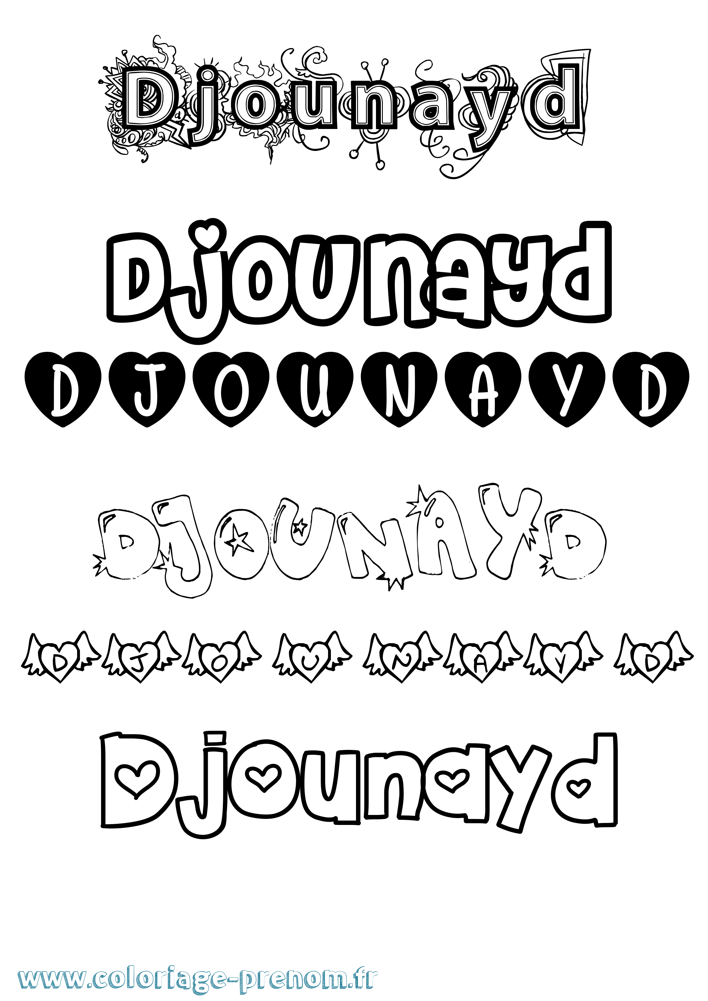 Coloriage Djounayd Girly Coloriage prénom Djounayd Girly