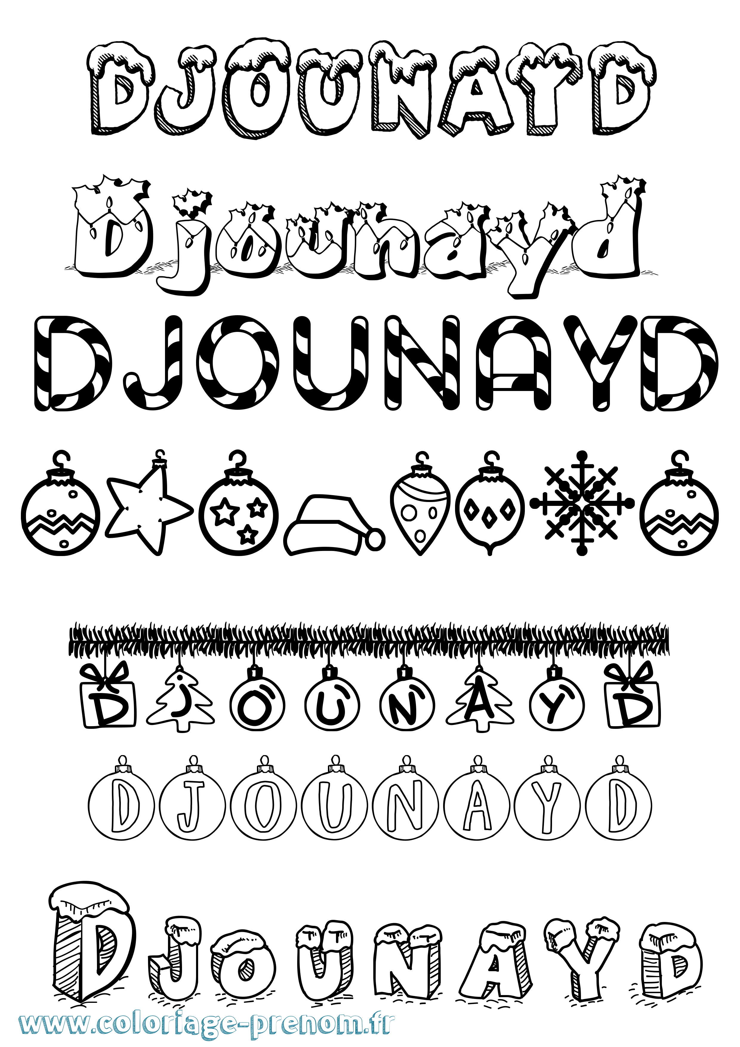 Coloriage Djounayd Noël Coloriage prénom Djounayd Noël