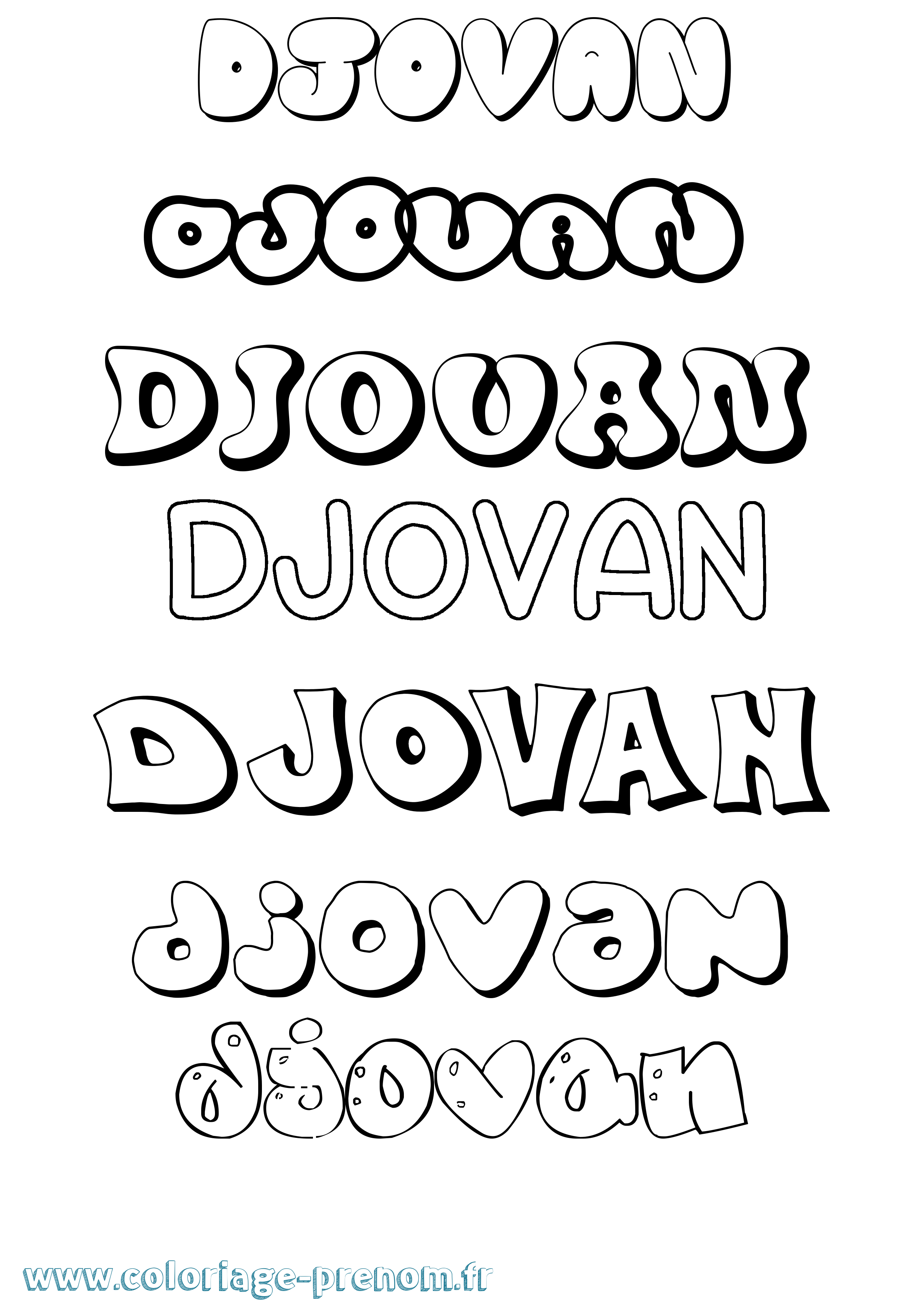 Coloriage Djovan Bubble Coloriage prénom Djovan Bubble