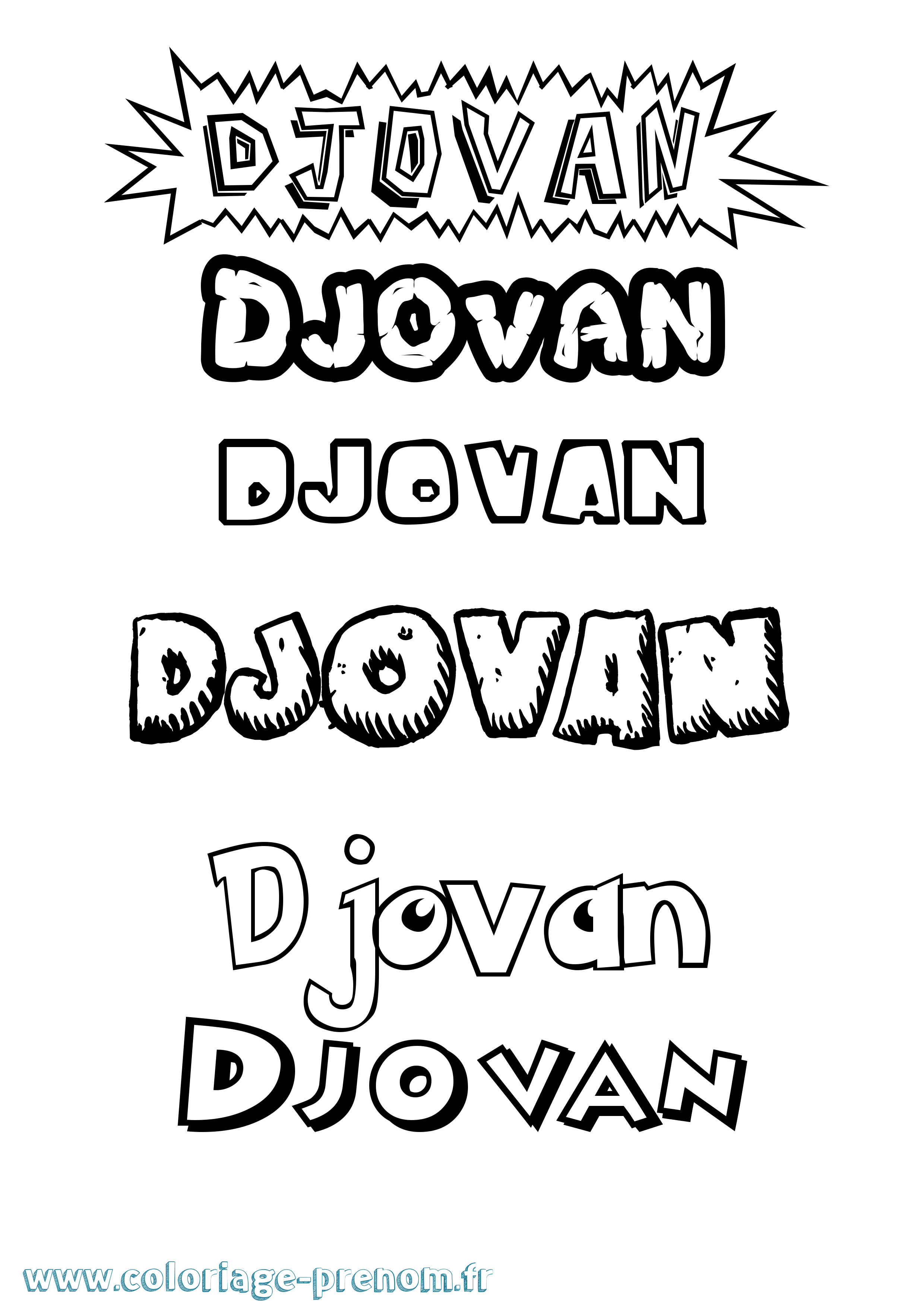 Coloriage Djovan Dessin Animé Coloriage prénom Djovan Dessin Animé