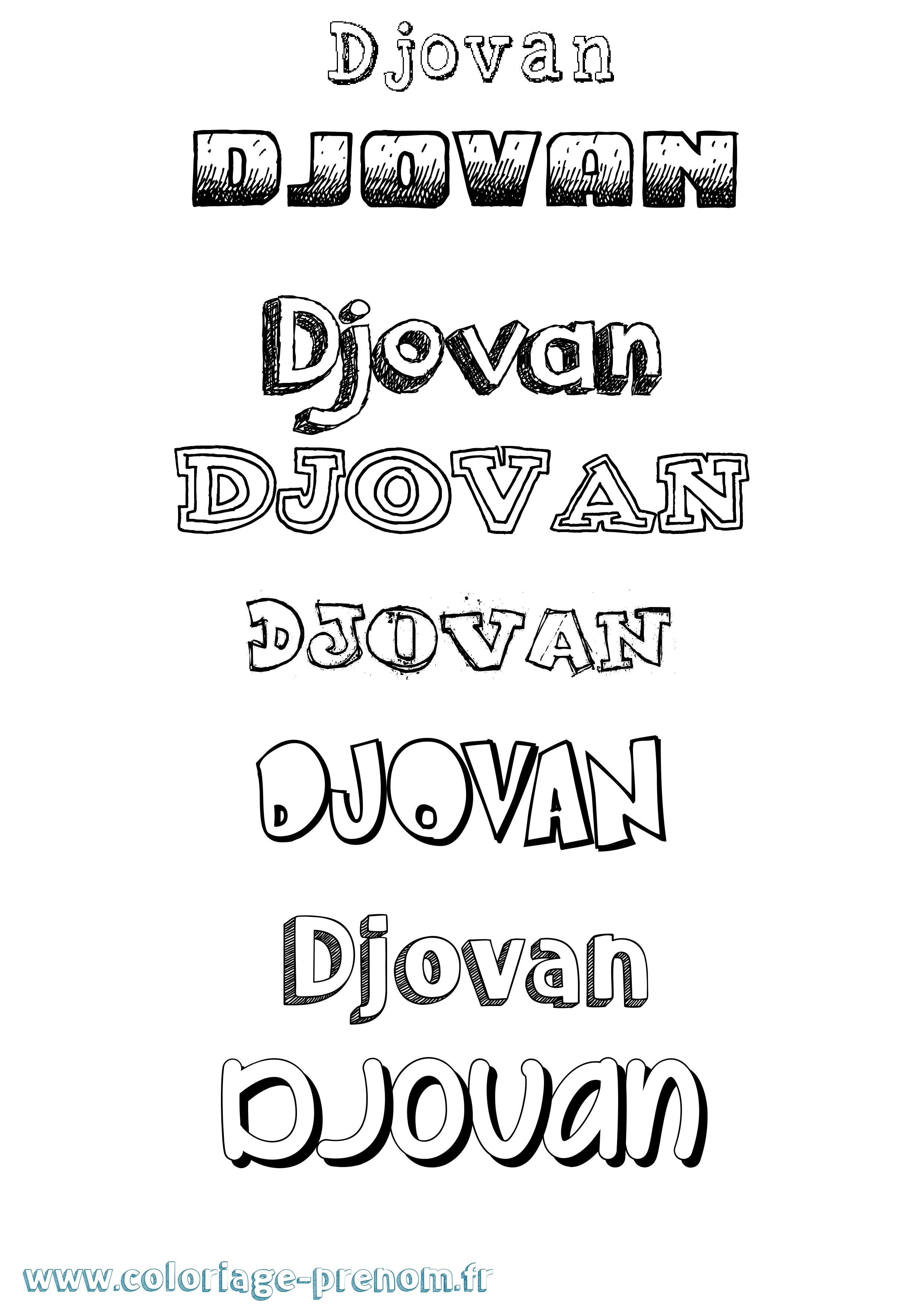 Coloriage Djovan Dessiné Coloriage prénom Djovan Dessiné