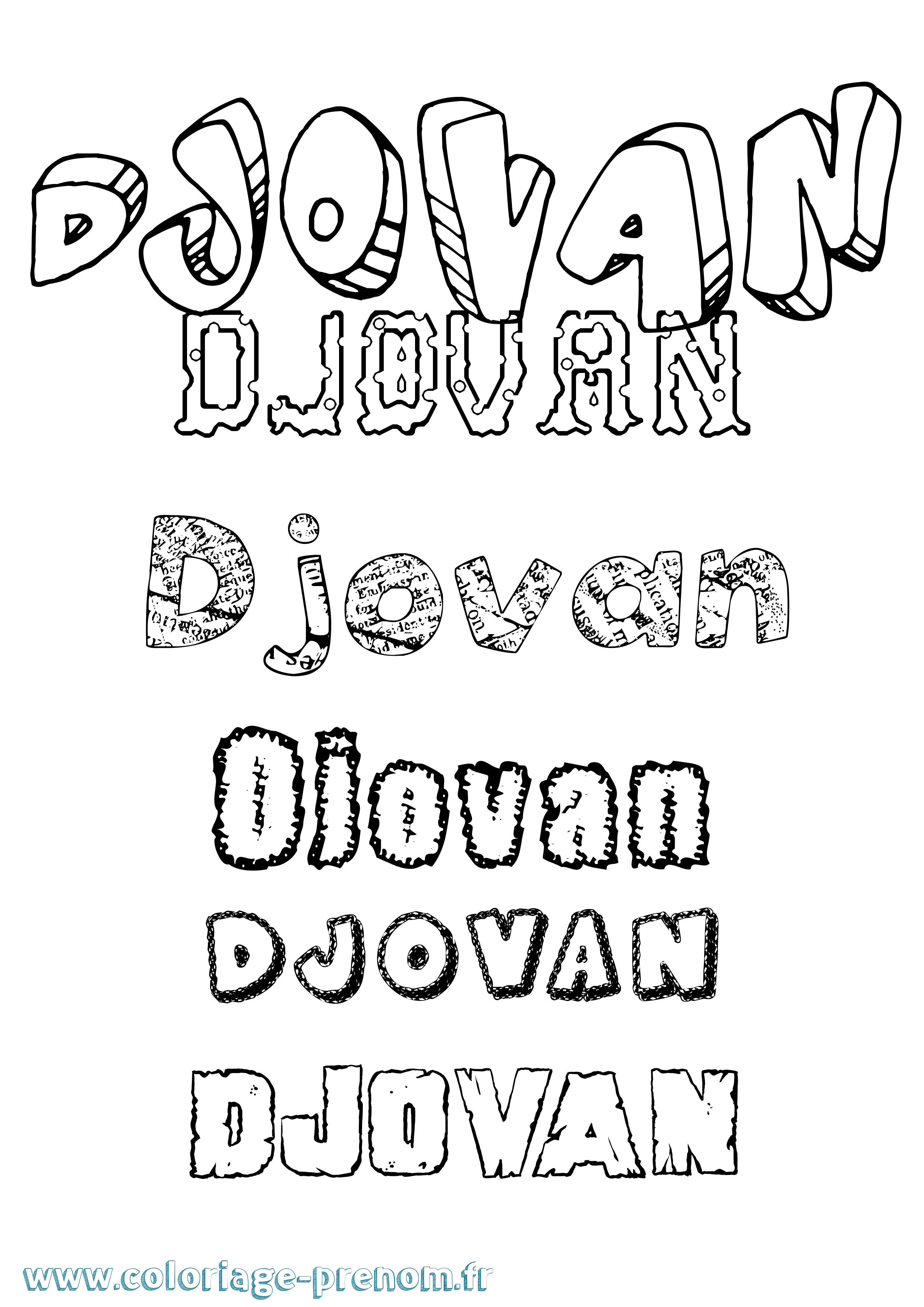Coloriage Djovan Destructuré Coloriage prénom Djovan Destructuré