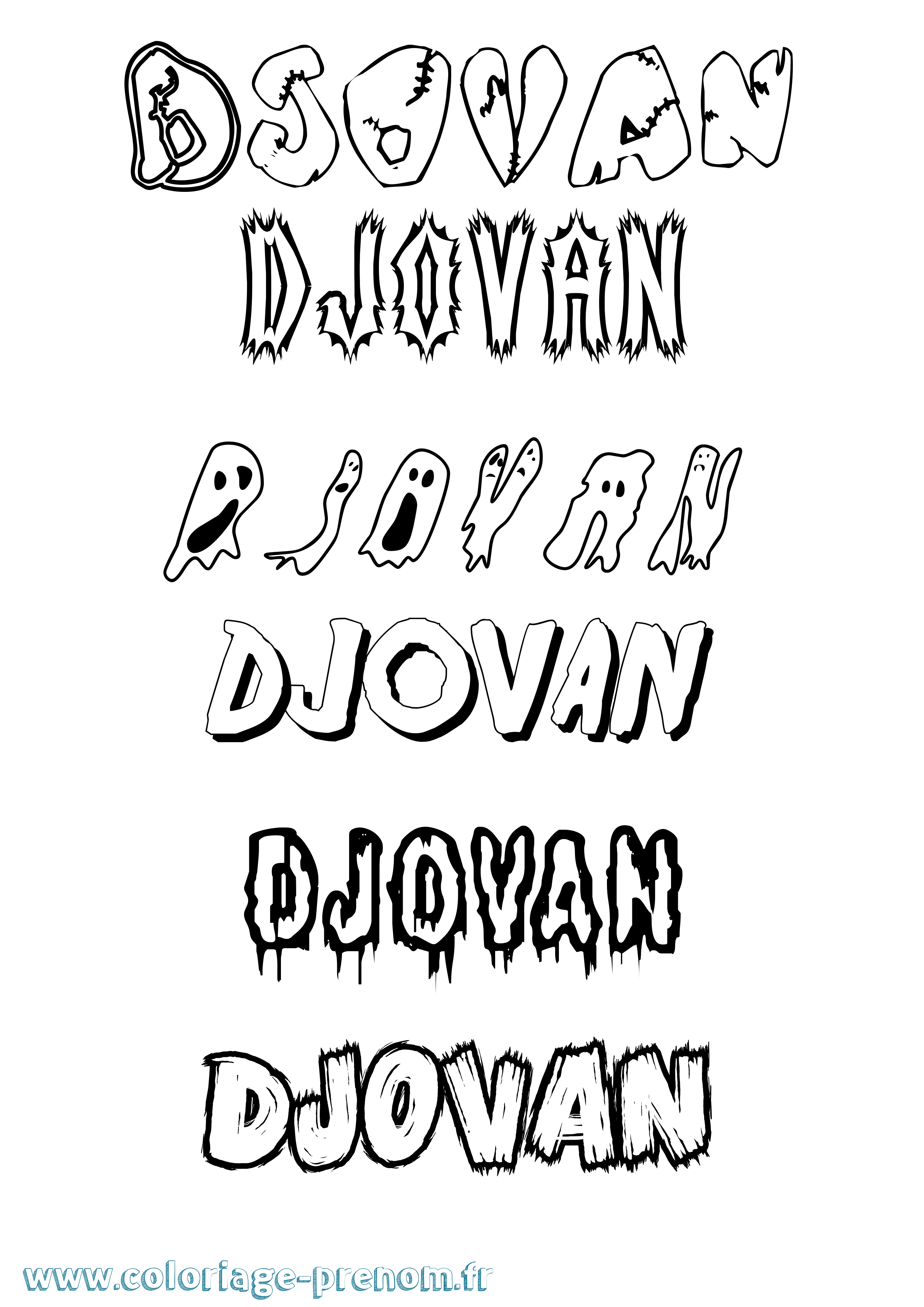 Coloriage Djovan Frisson Coloriage prénom Djovan Frisson