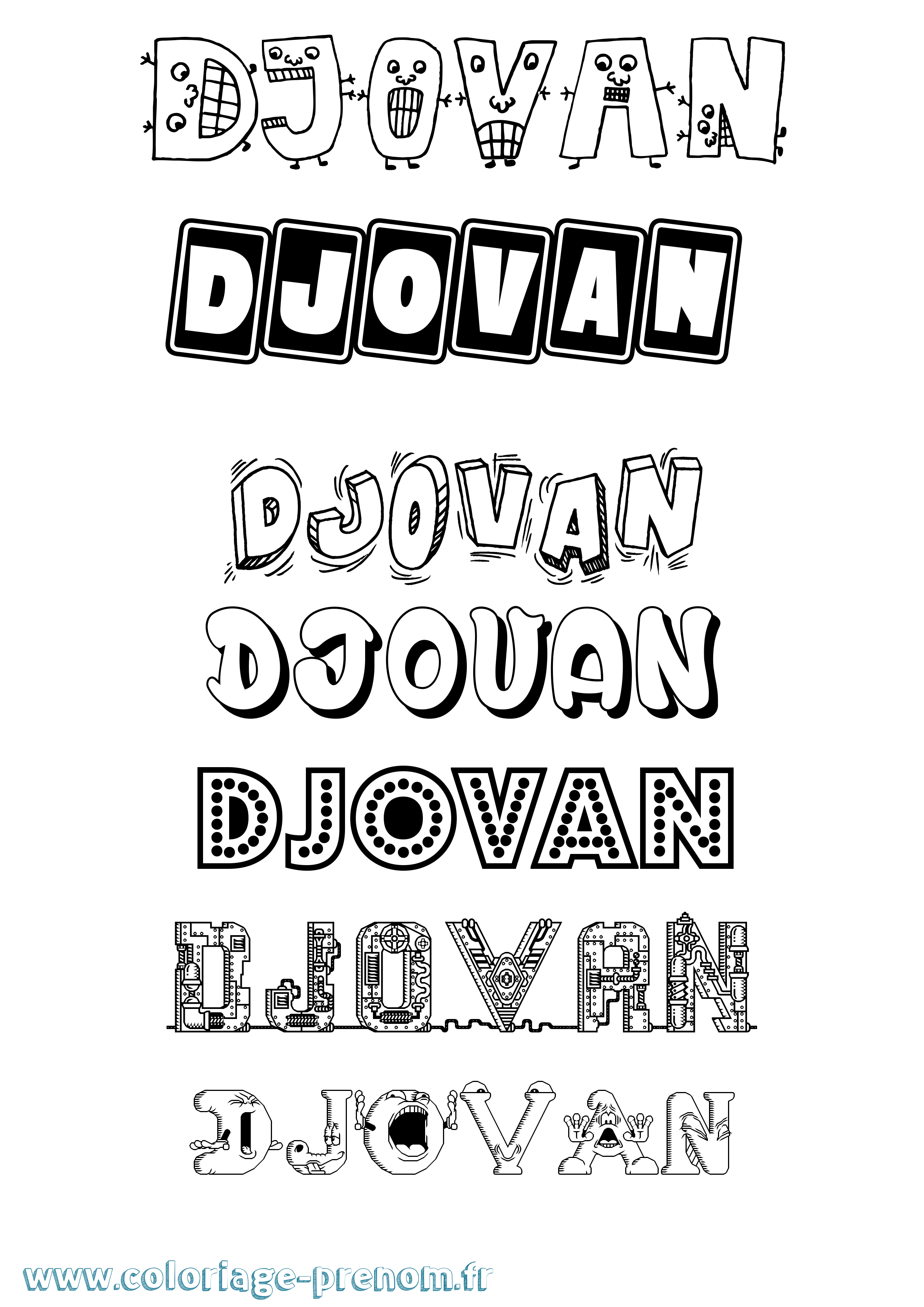 Coloriage Djovan Fun Coloriage prénom Djovan Fun