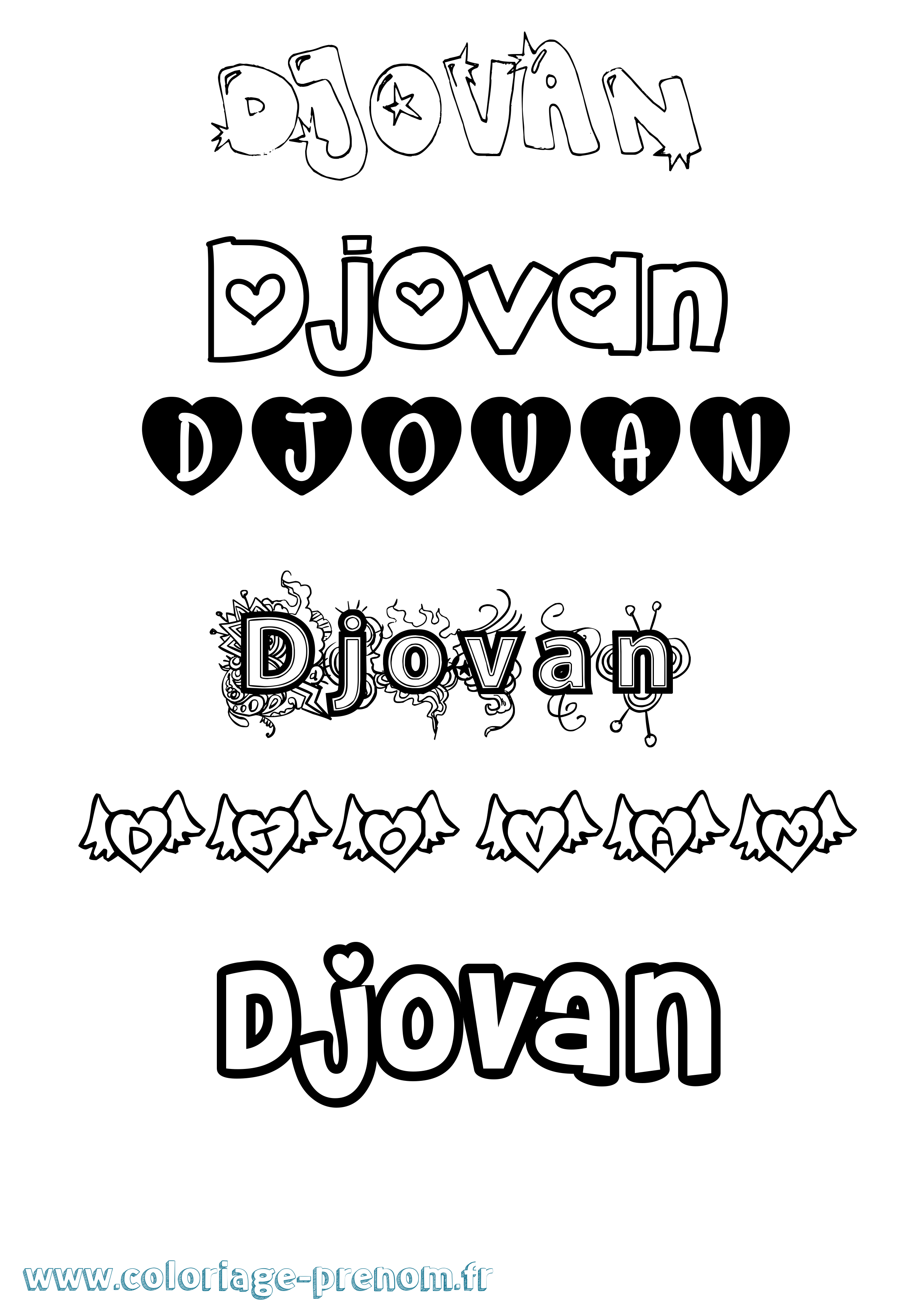 Coloriage Djovan Girly Coloriage prénom Djovan Girly