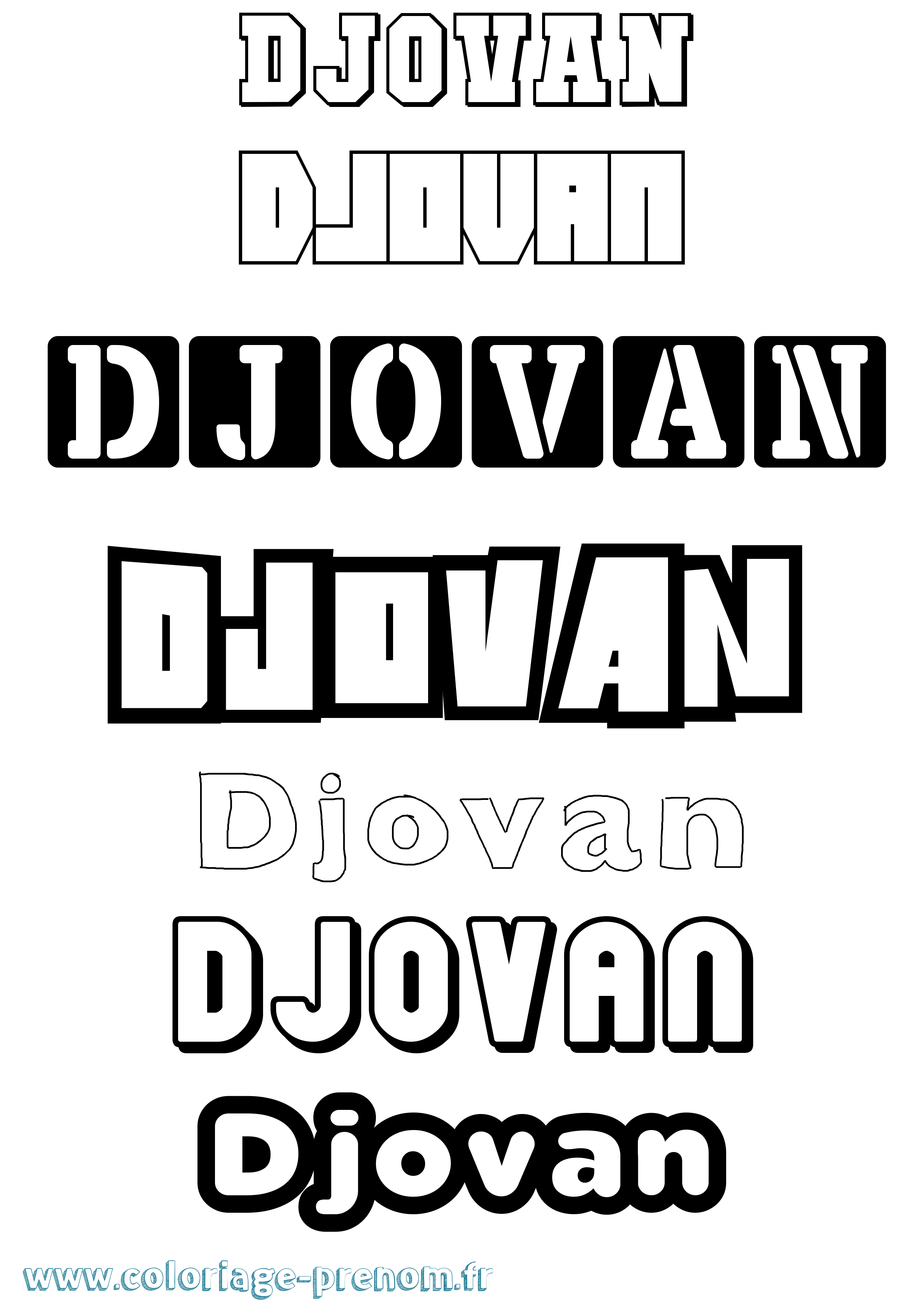 Coloriage Djovan Simple Coloriage prénom Djovan Simple