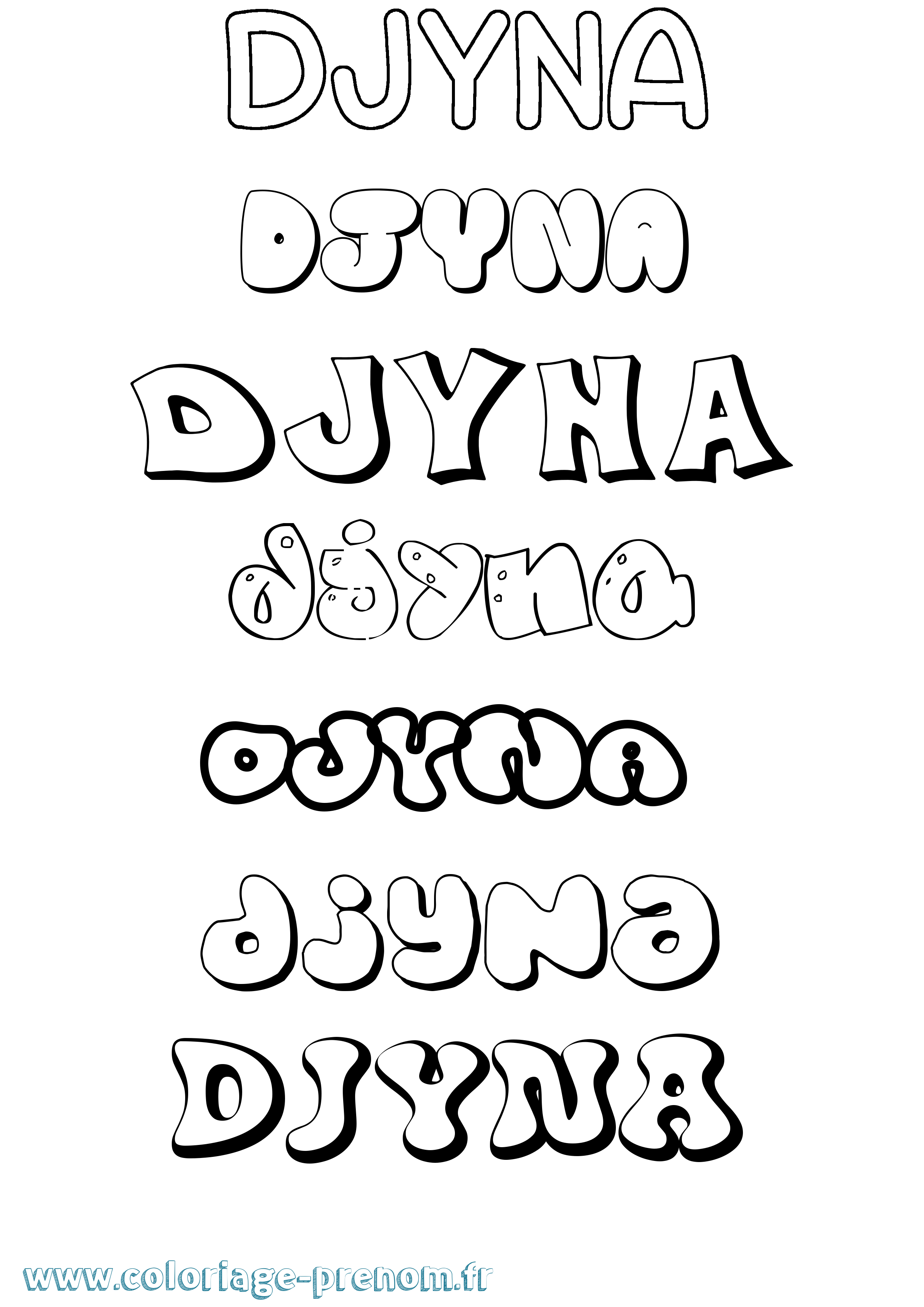 Coloriage Djyna Bubble Coloriage prénom Djyna Bubble