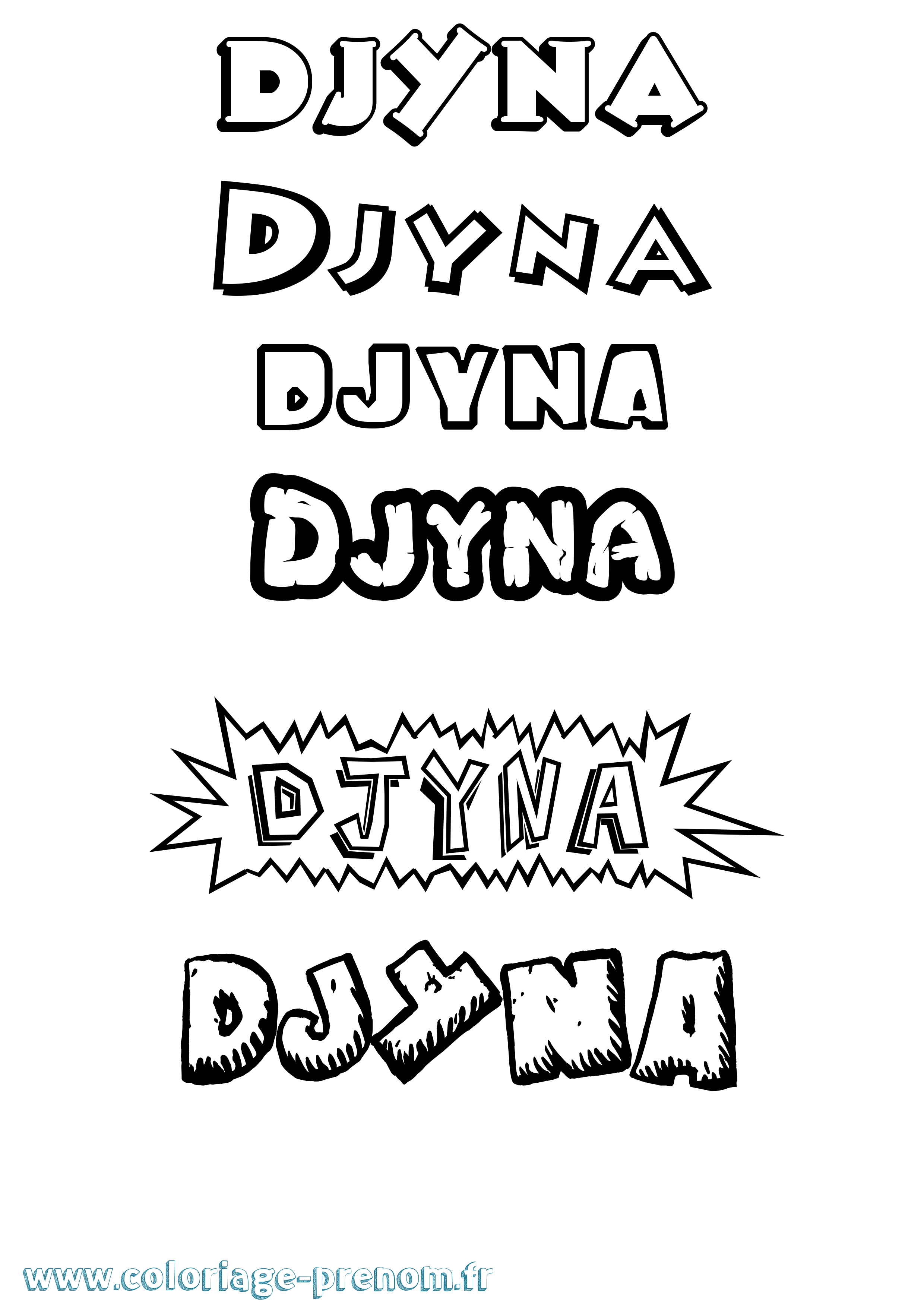 Coloriage Djyna Dessin Animé Coloriage prénom Djyna Dessin Animé