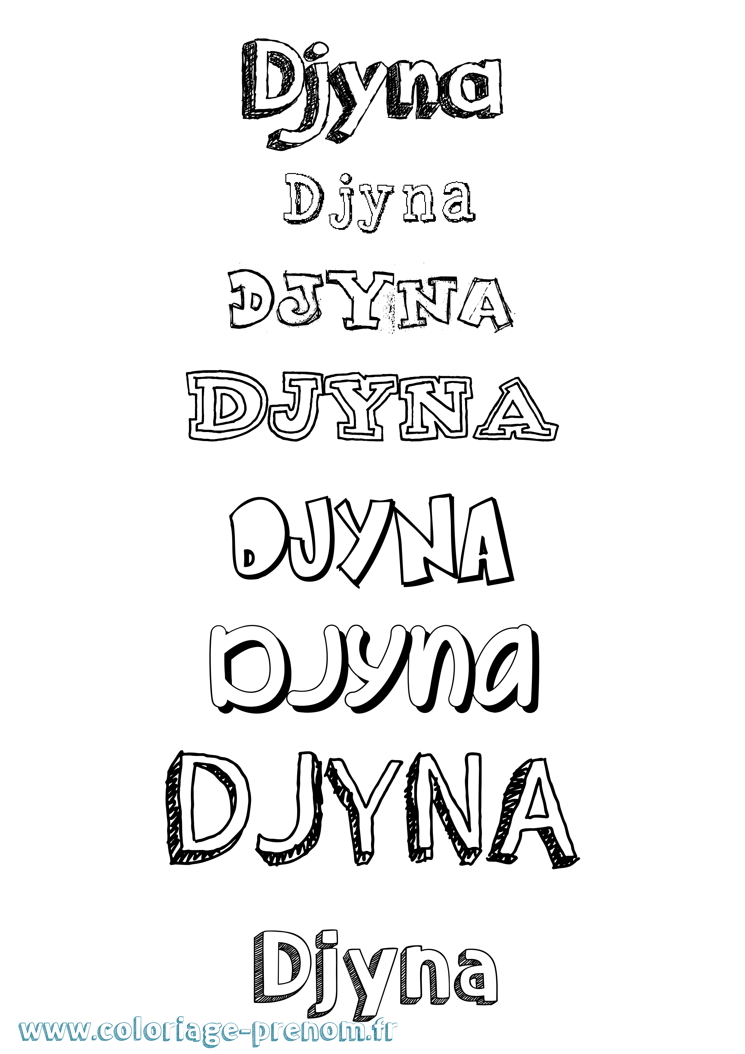 Coloriage Djyna Dessiné Coloriage prénom Djyna Dessiné