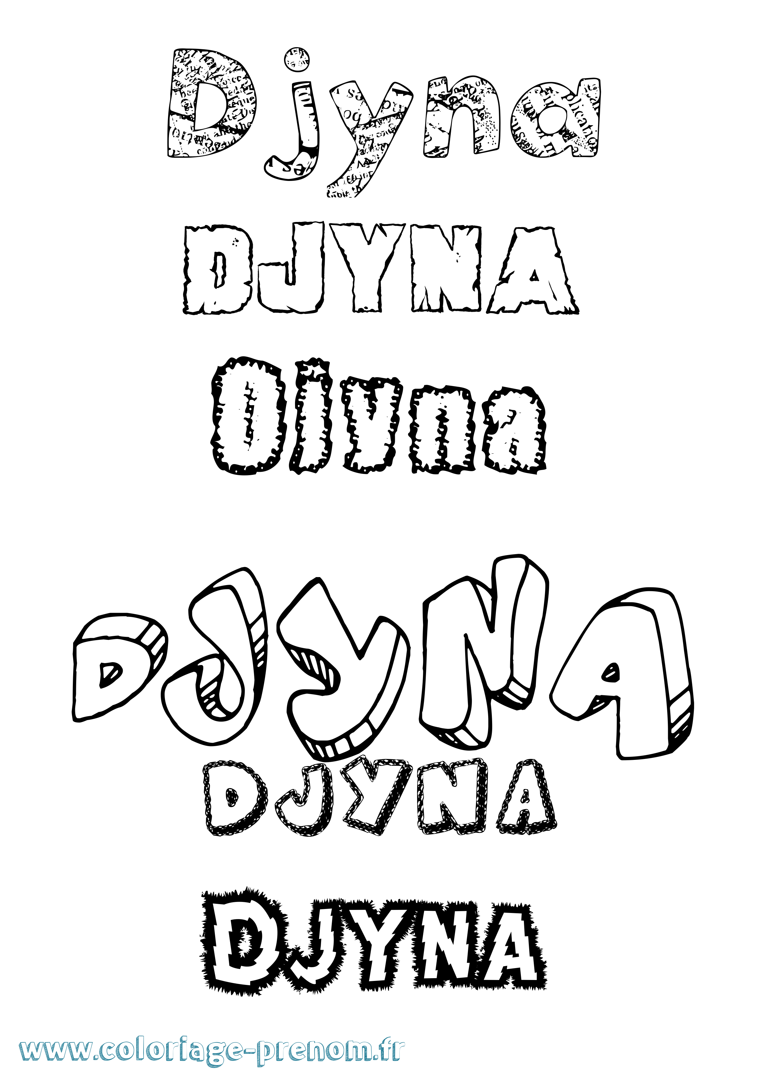 Coloriage Djyna Destructuré Coloriage prénom Djyna Destructuré