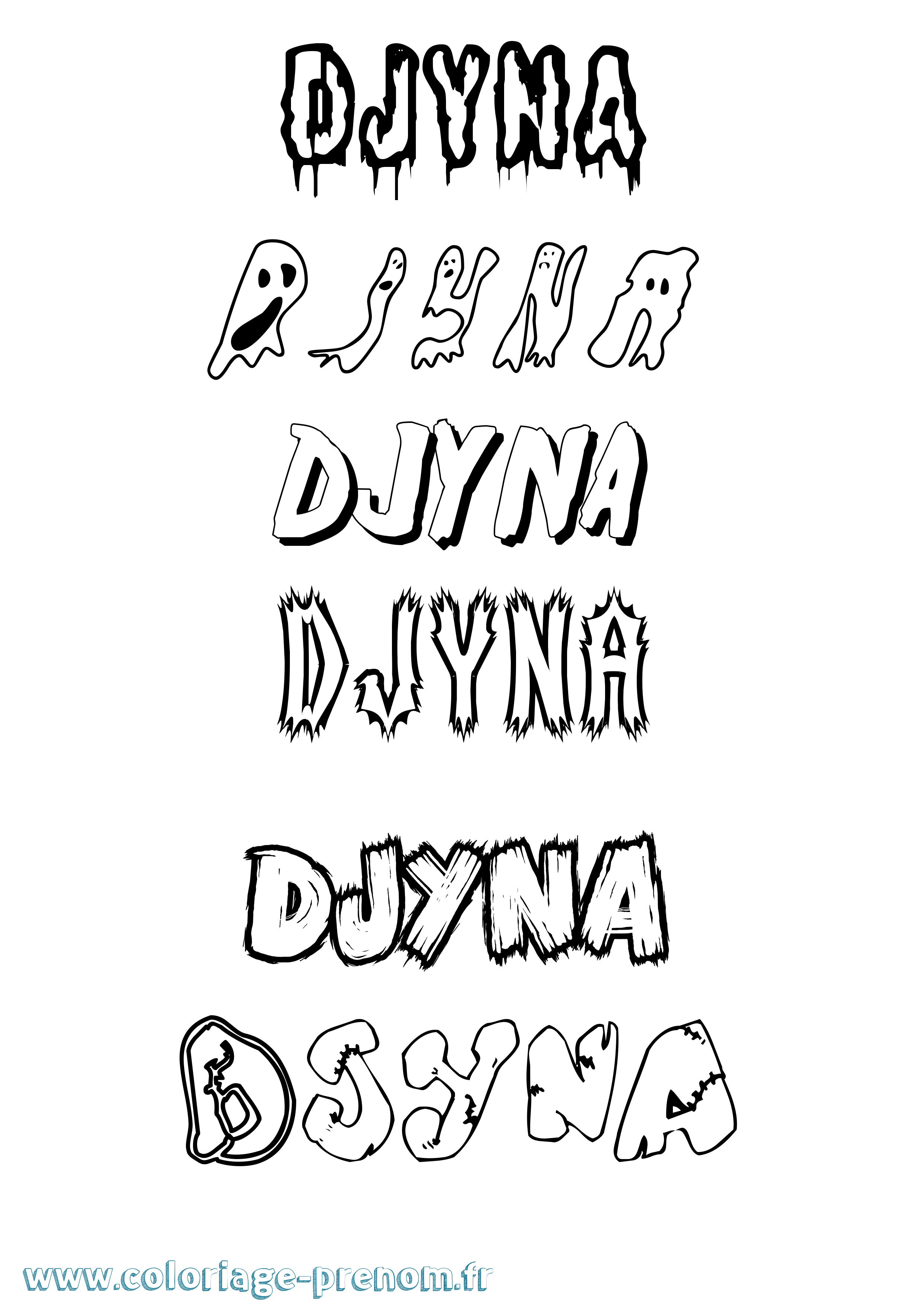 Coloriage Djyna Frisson Coloriage prénom Djyna Frisson