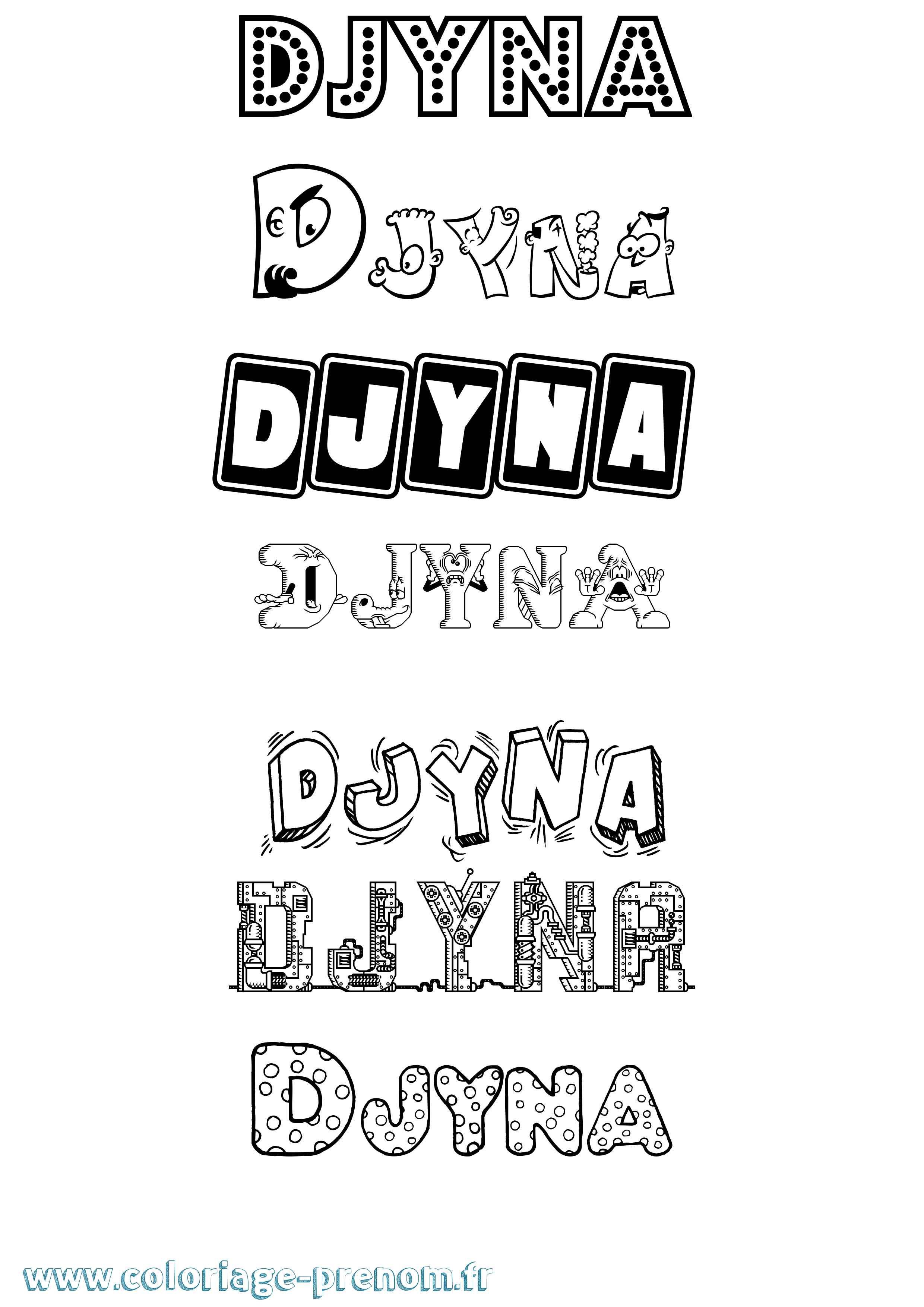 Coloriage Djyna Fun Coloriage prénom Djyna Fun