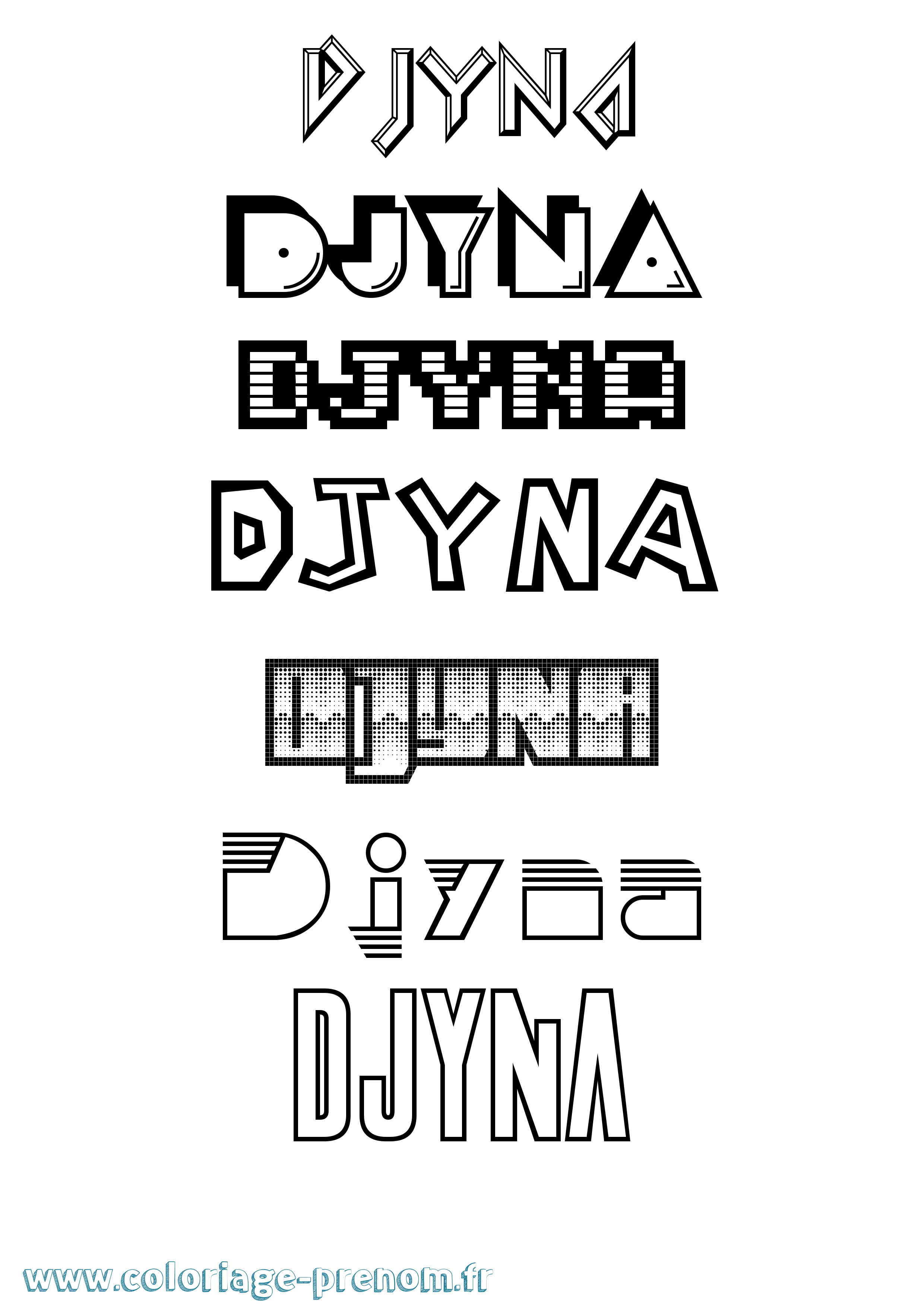 Coloriage Djyna Jeux Vidéos Coloriage prénom Djyna Jeux Vidéos