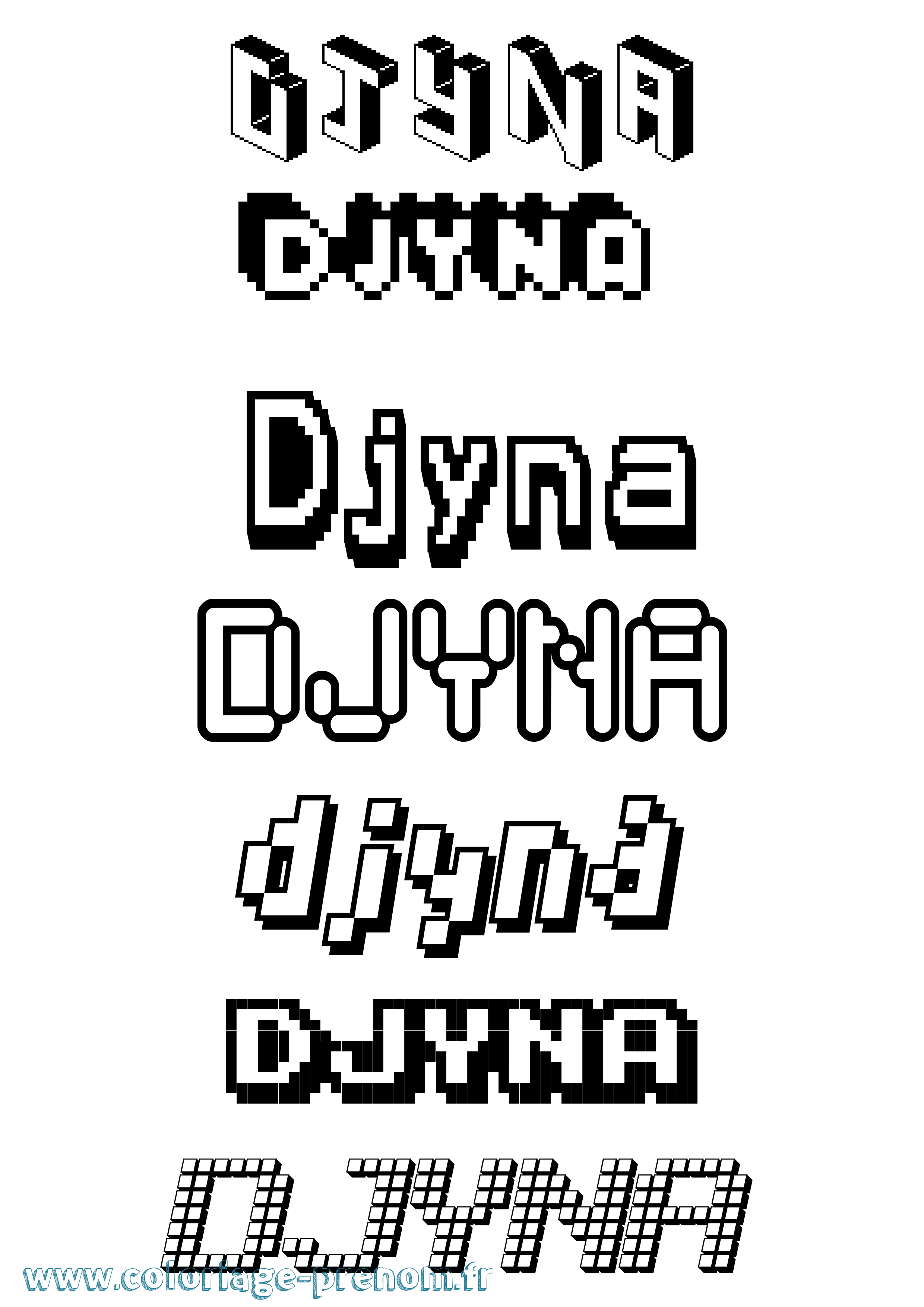 Coloriage Djyna Pixel Coloriage prénom Djyna Pixel