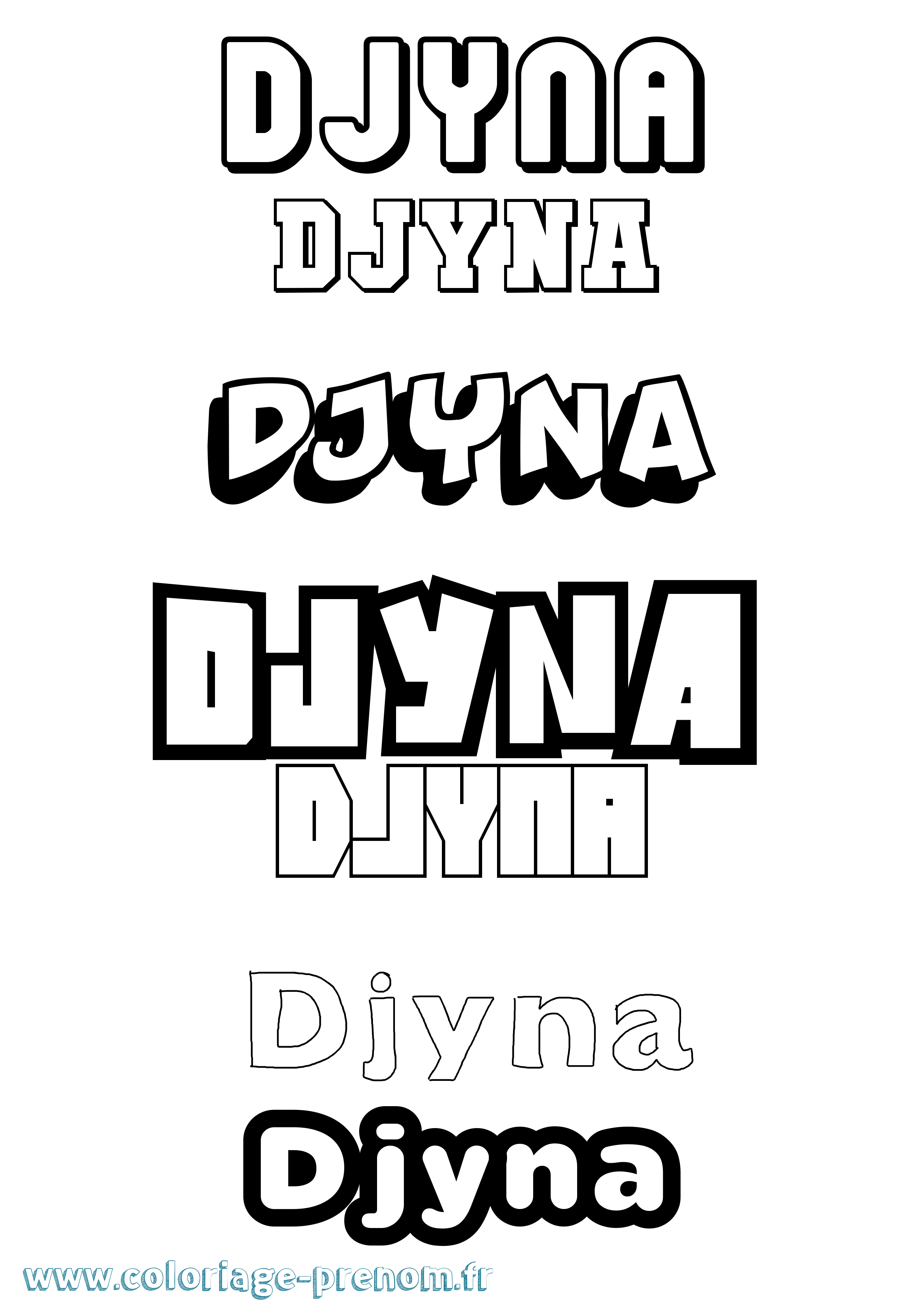 Coloriage Djyna Simple Coloriage prénom Djyna Simple