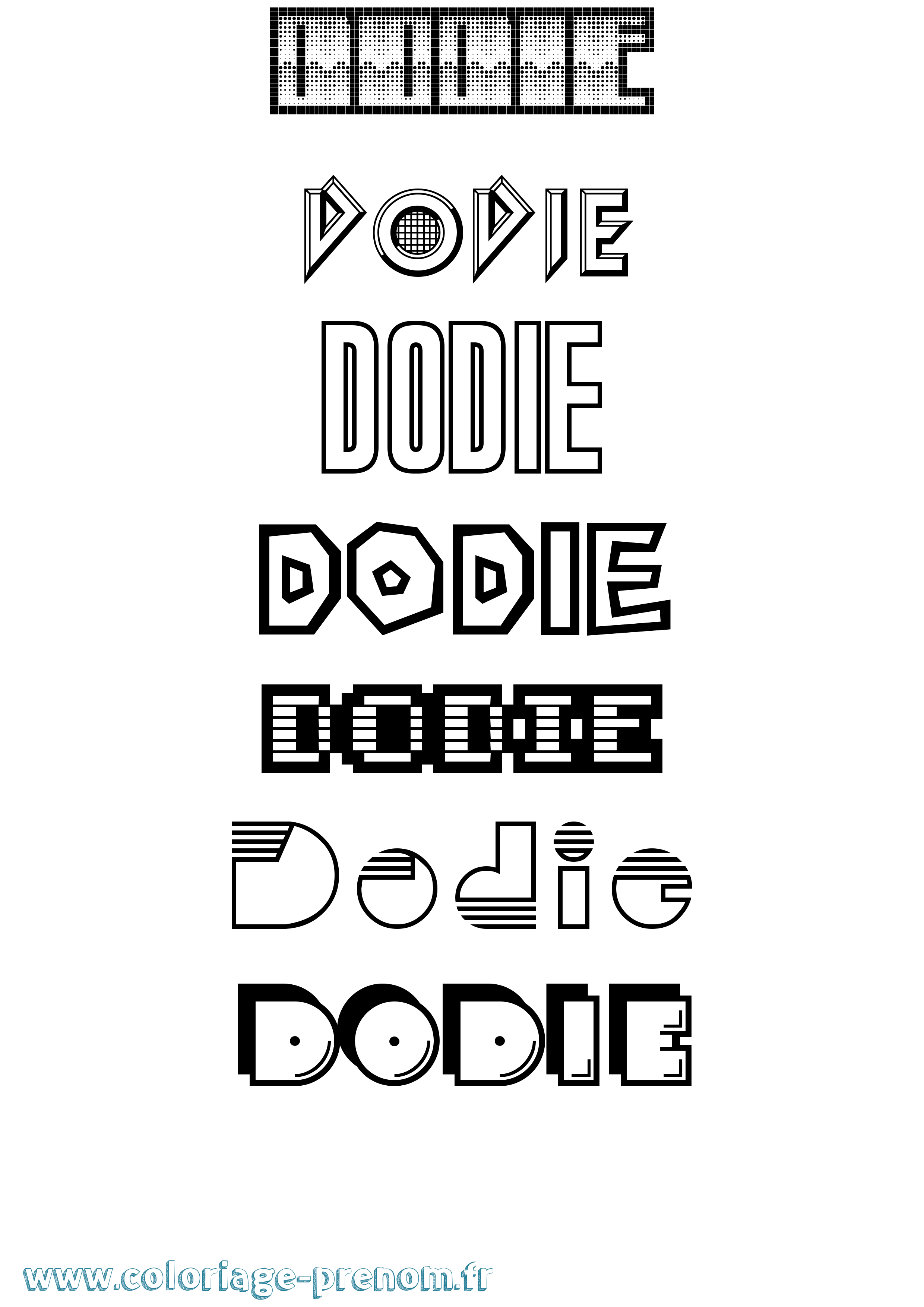 Coloriage Dodie Jeux Vidéos Coloriage prénom Dodie Jeux Vidéos