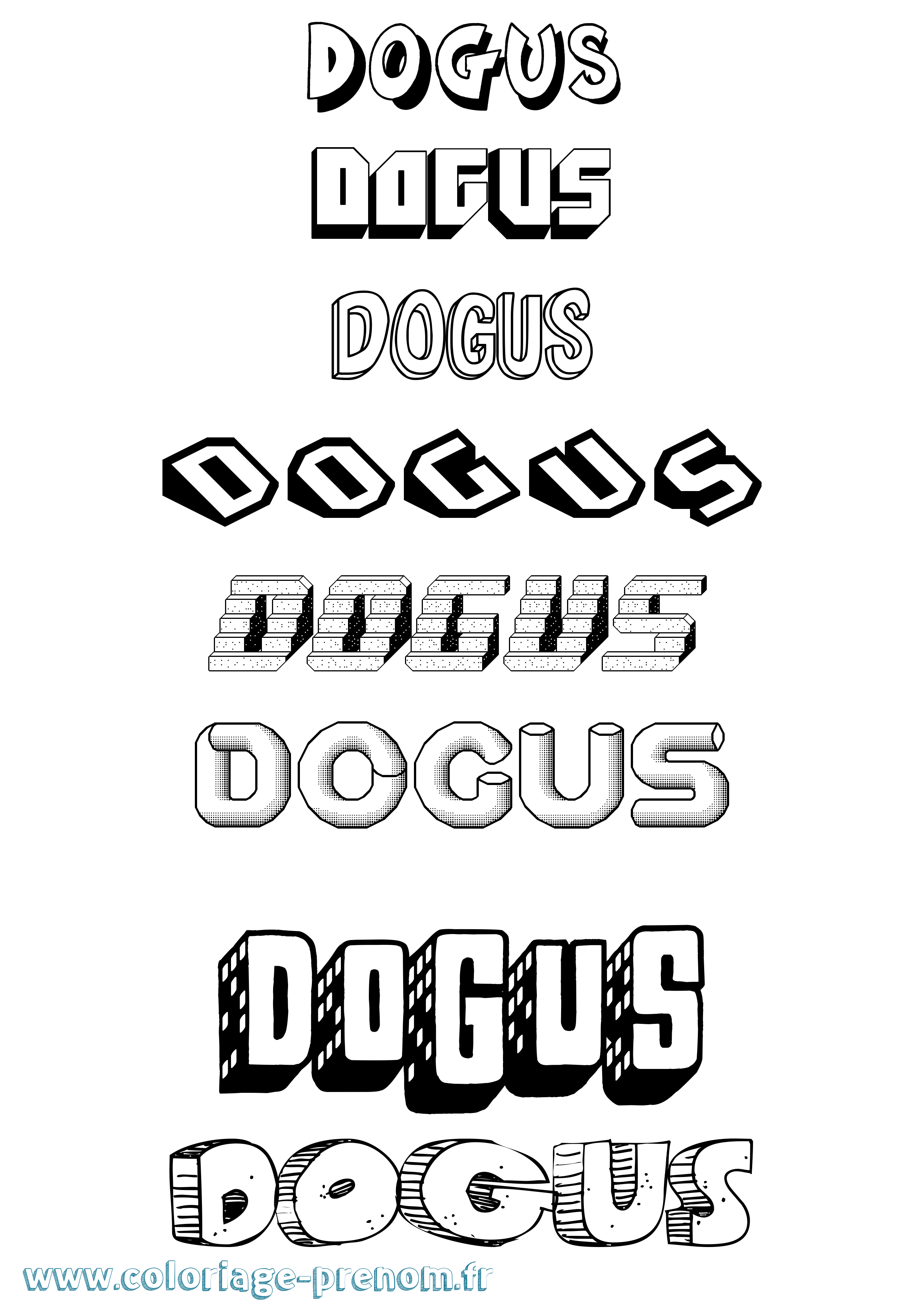 Coloriage Dogus Effet 3D Coloriage prénom Dogus Effet 3D