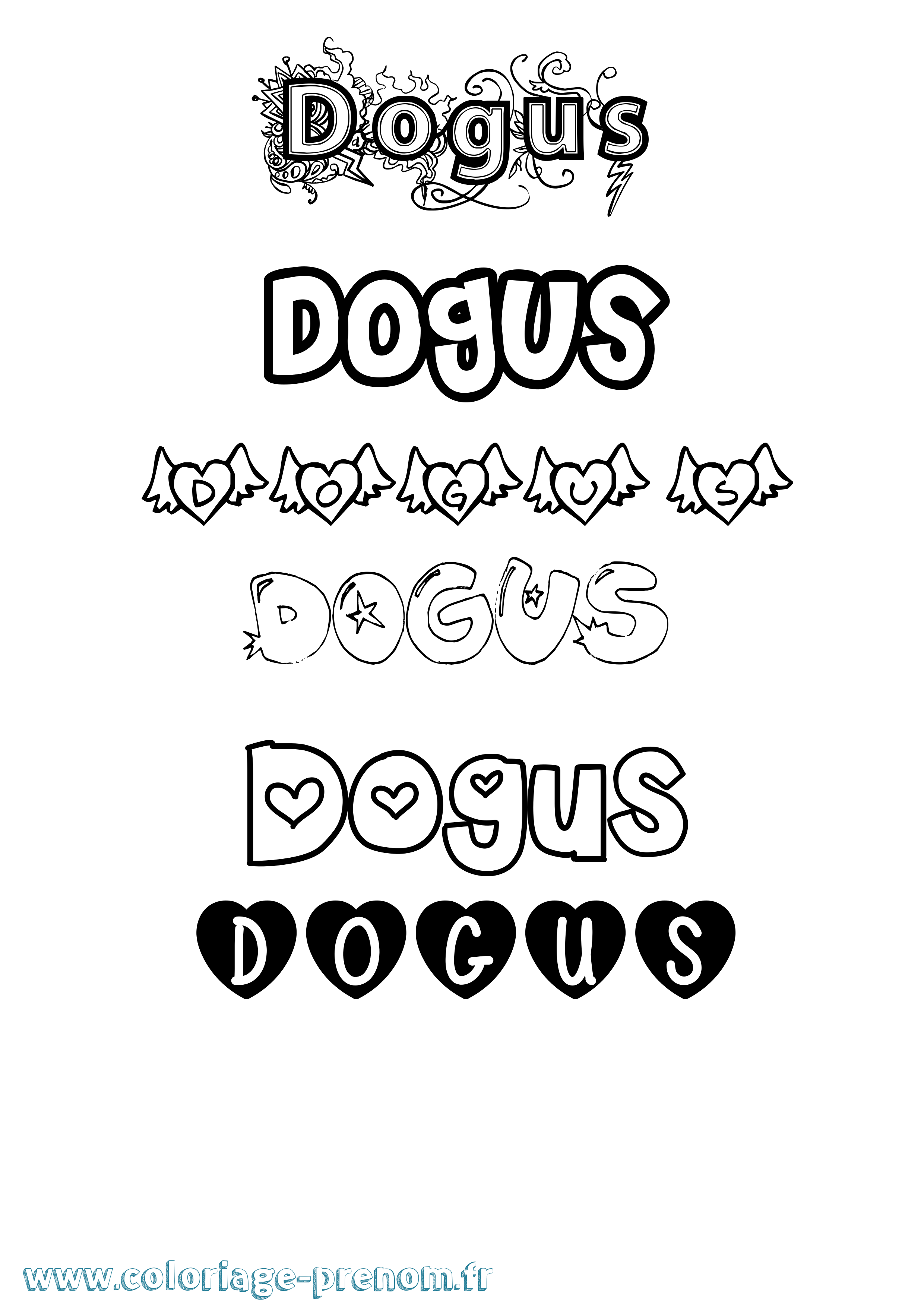 Coloriage Dogus Girly Coloriage prénom Dogus Girly