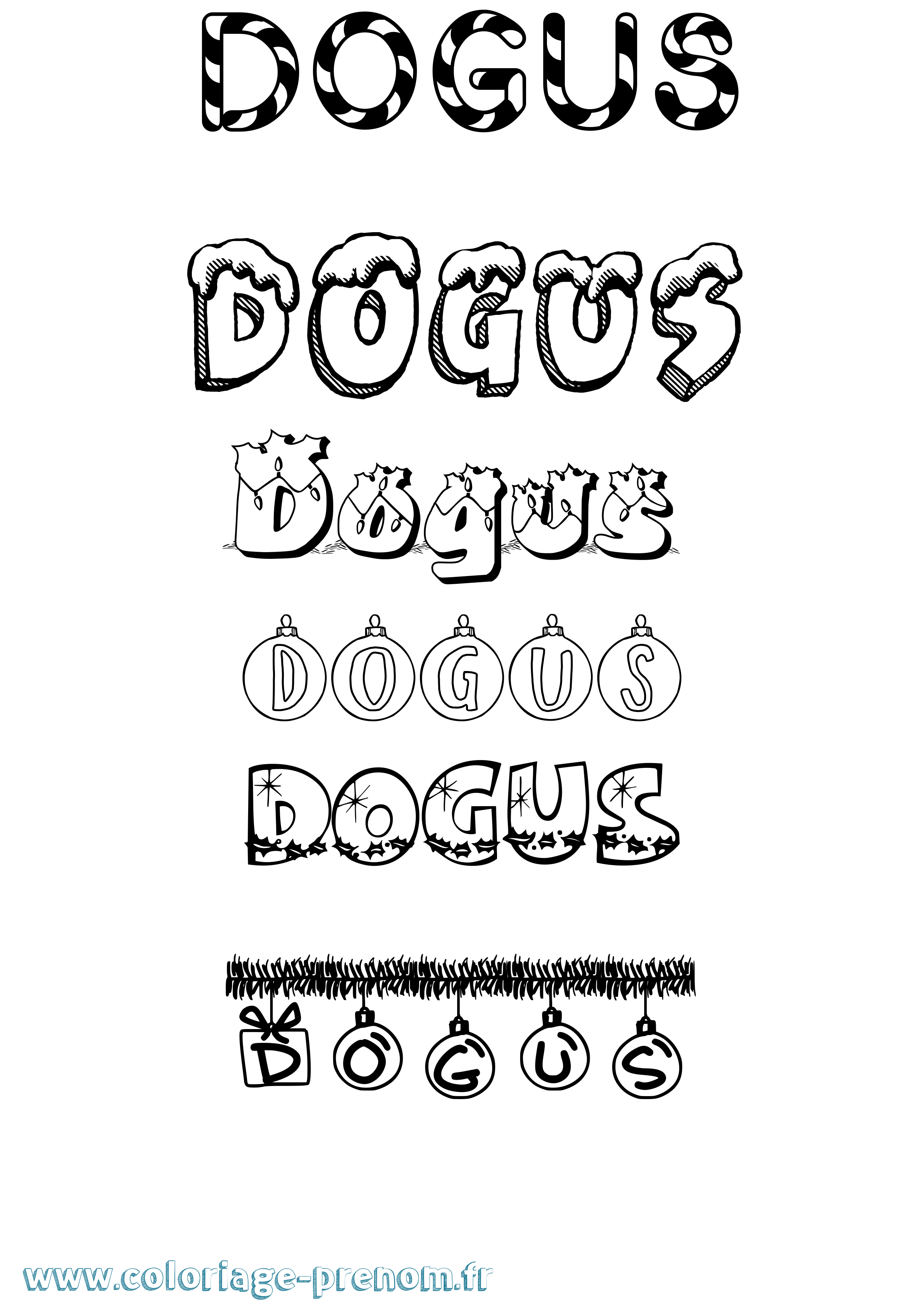 Coloriage Dogus Noël Coloriage prénom Dogus Noël