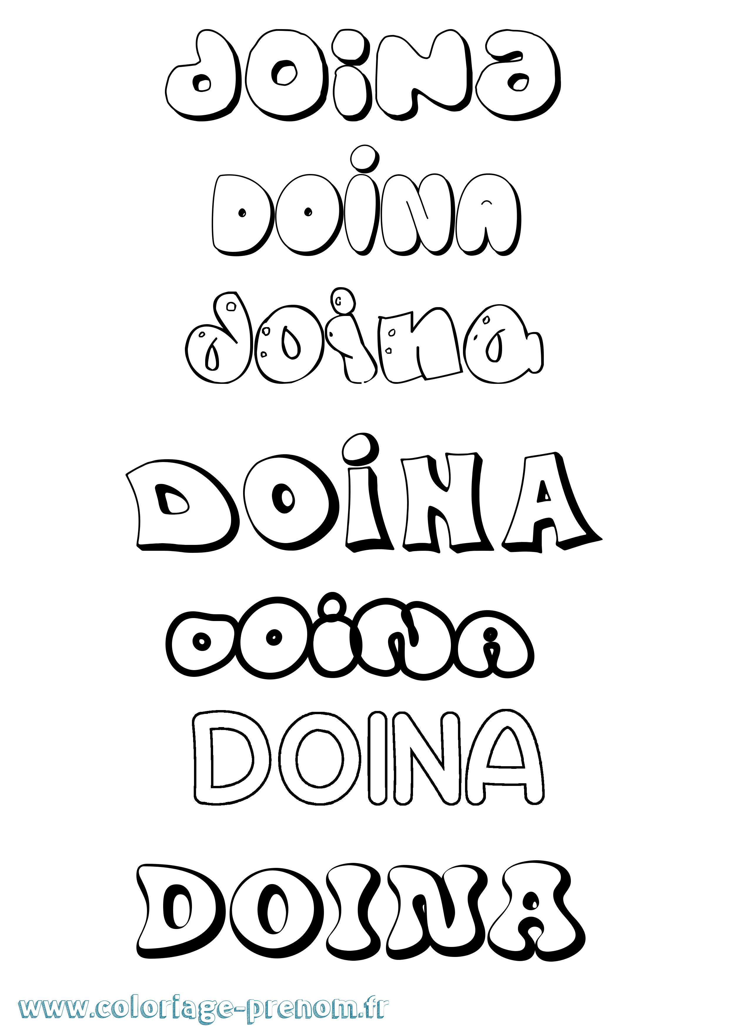 Coloriage Doina Bubble Coloriage prénom Doina Bubble