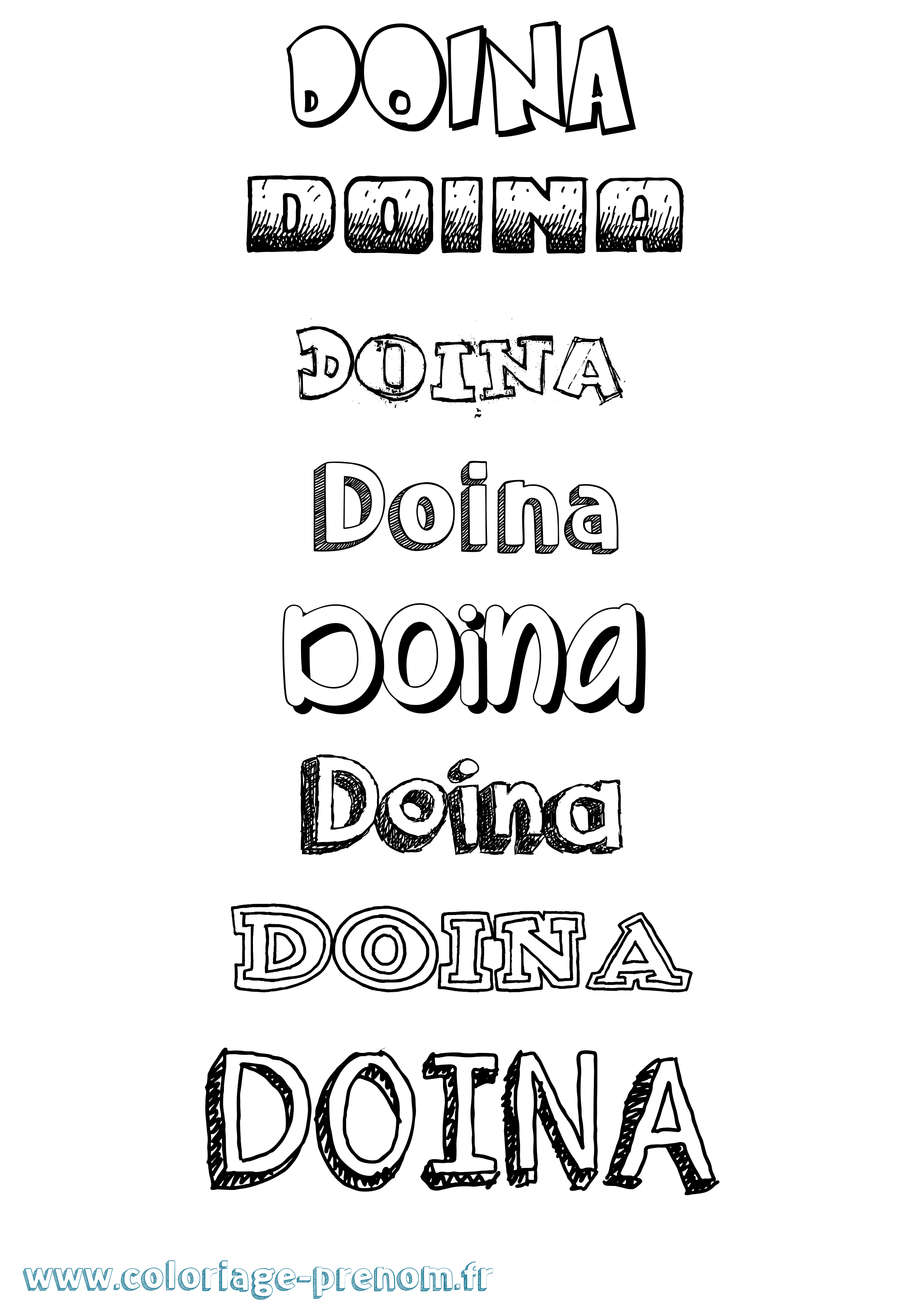 Coloriage Doina Dessiné Coloriage prénom Doina Dessiné