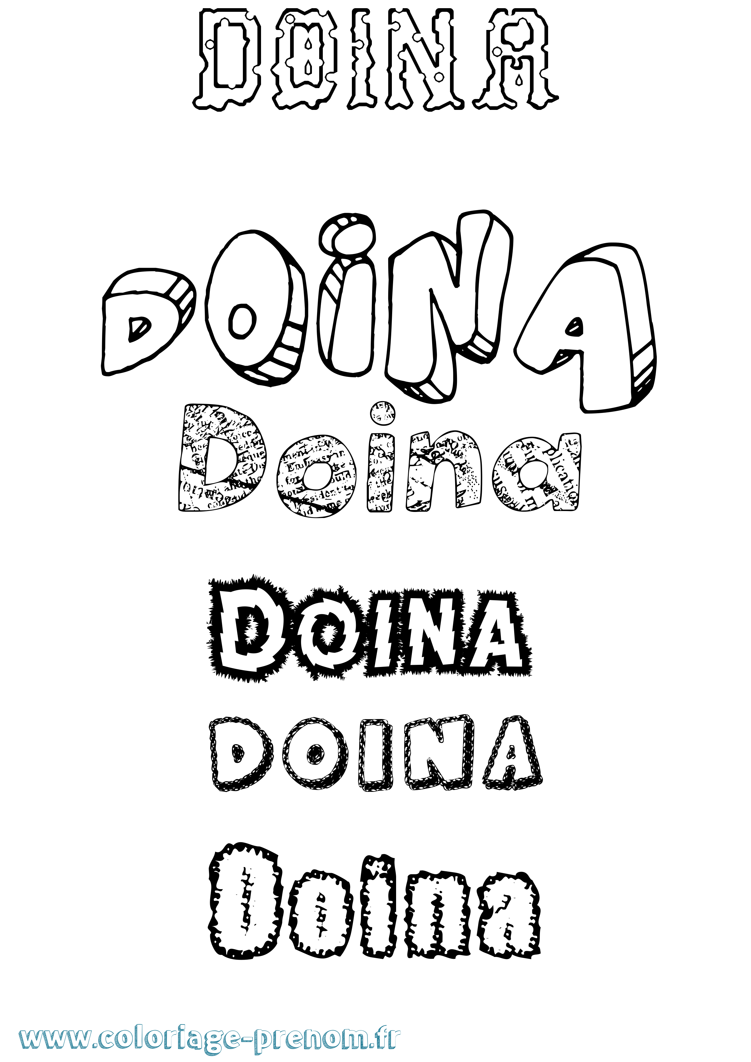 Coloriage Doina Destructuré Coloriage prénom Doina Destructuré