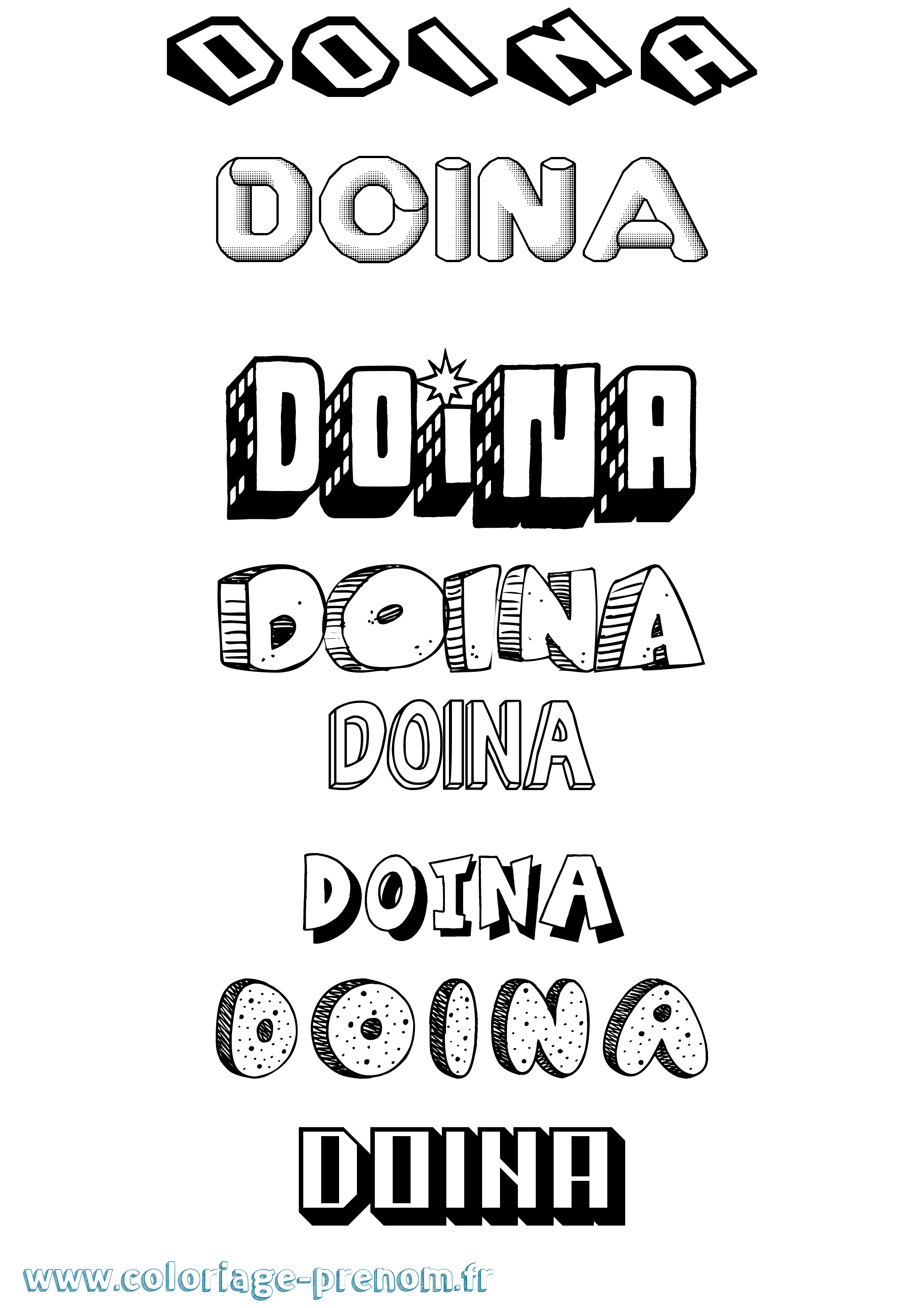Coloriage Doina Effet 3D Coloriage prénom Doina Effet 3D