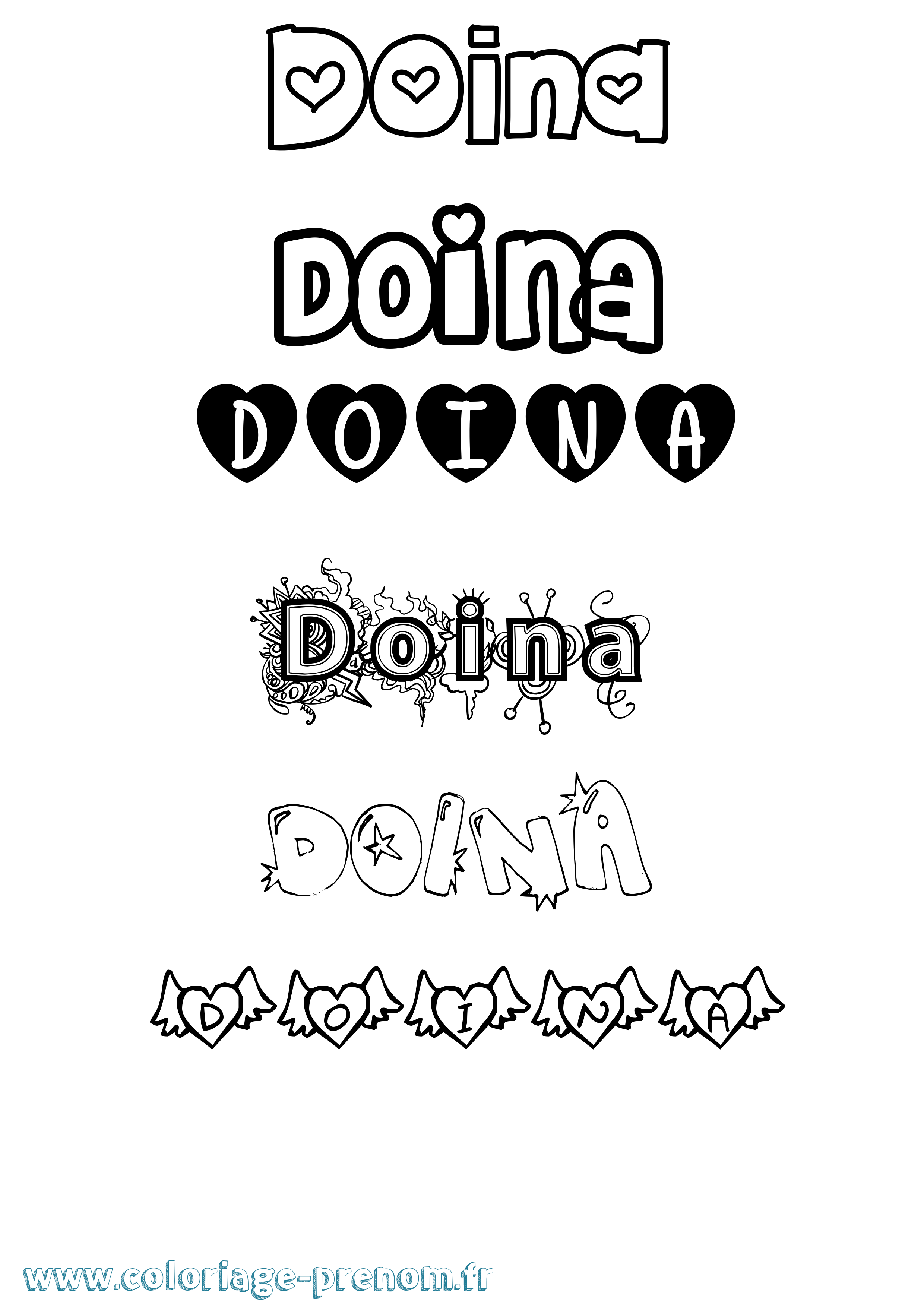 Coloriage Doina Girly Coloriage prénom Doina Girly