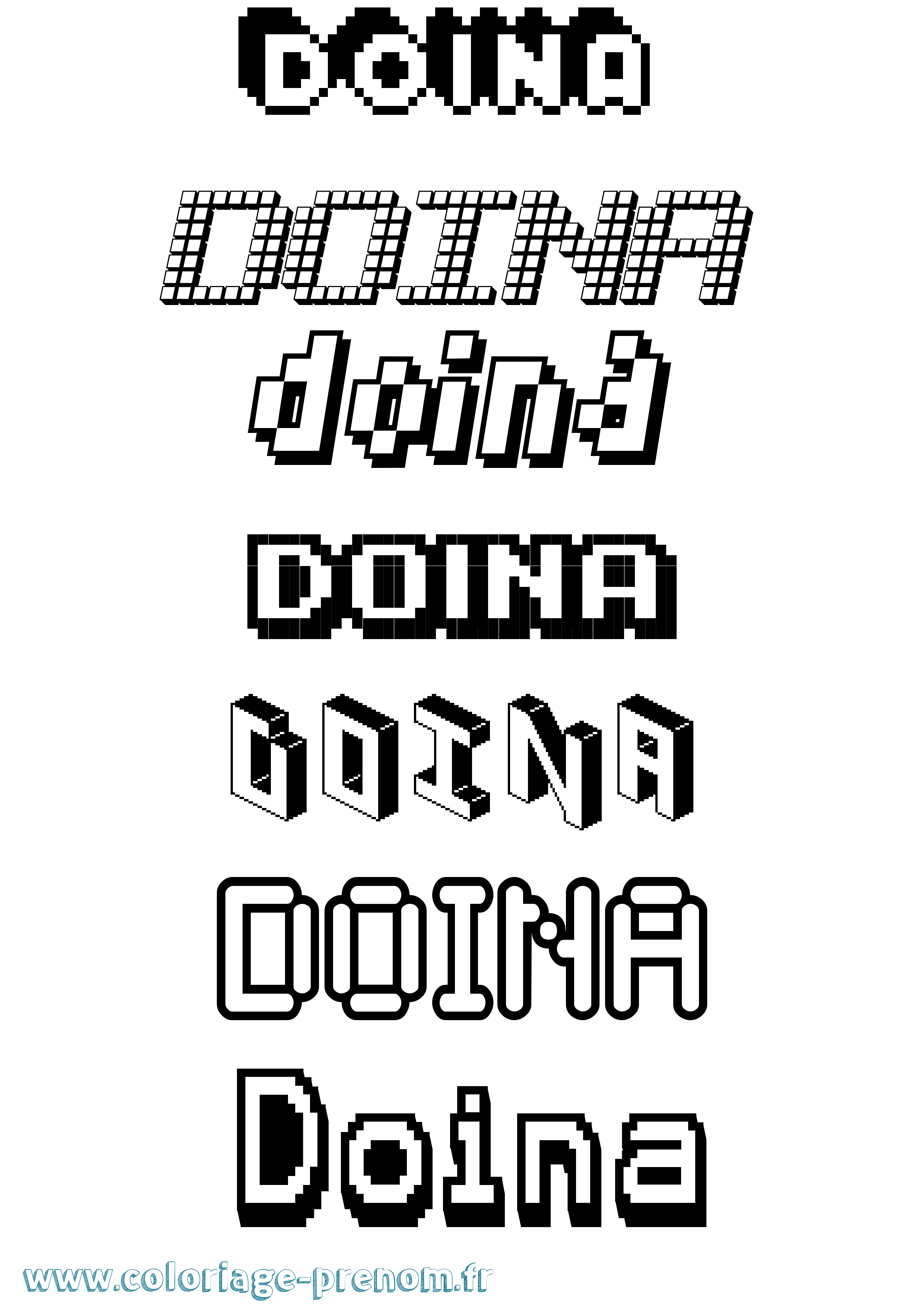 Coloriage Doina Pixel Coloriage prénom Doina Pixel
