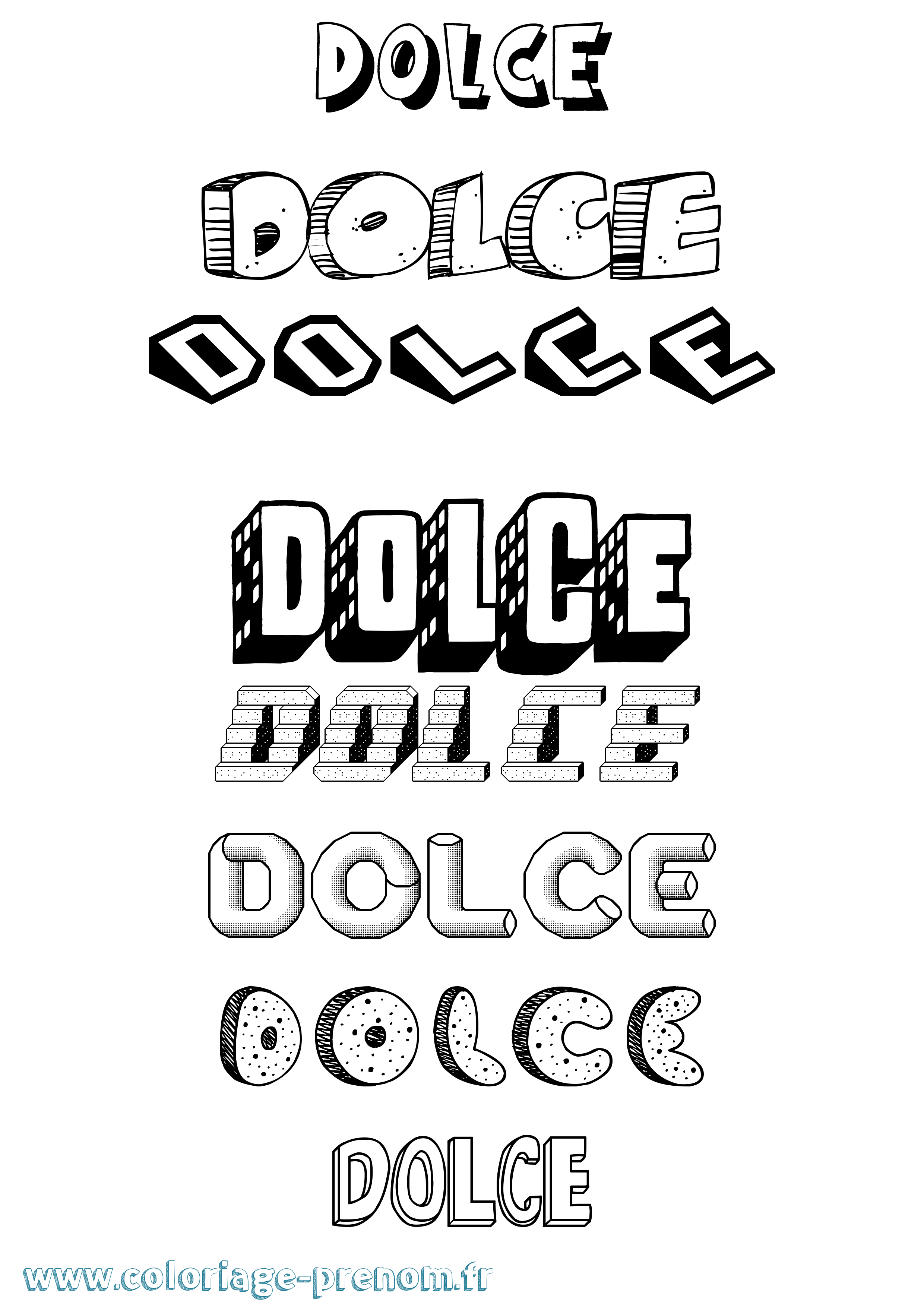 Coloriage Dolce Effet 3D Coloriage prénom Dolce Effet 3D