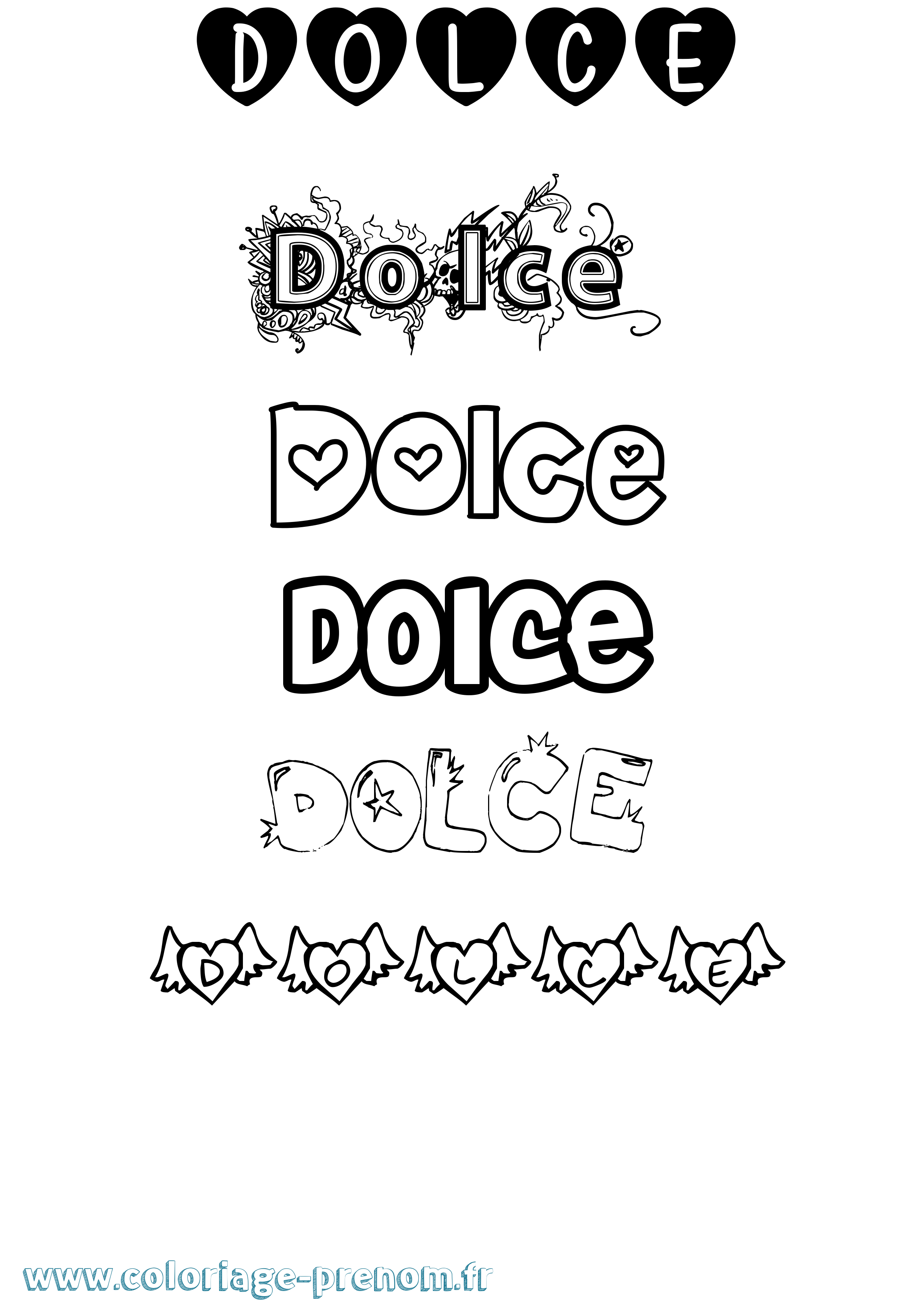 Coloriage Dolce Girly Coloriage prénom Dolce Girly