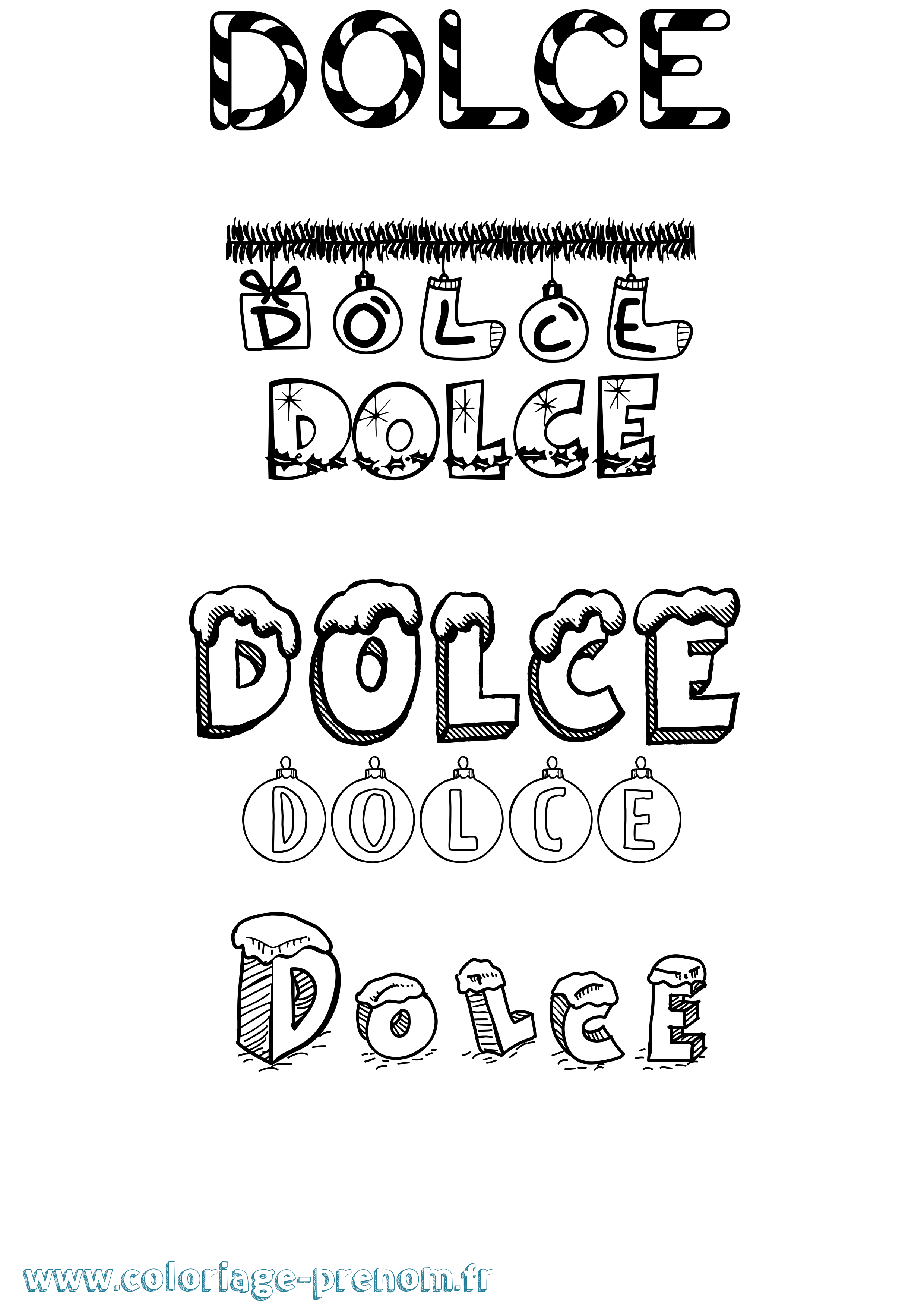 Coloriage Dolce Noël Coloriage prénom Dolce Noël